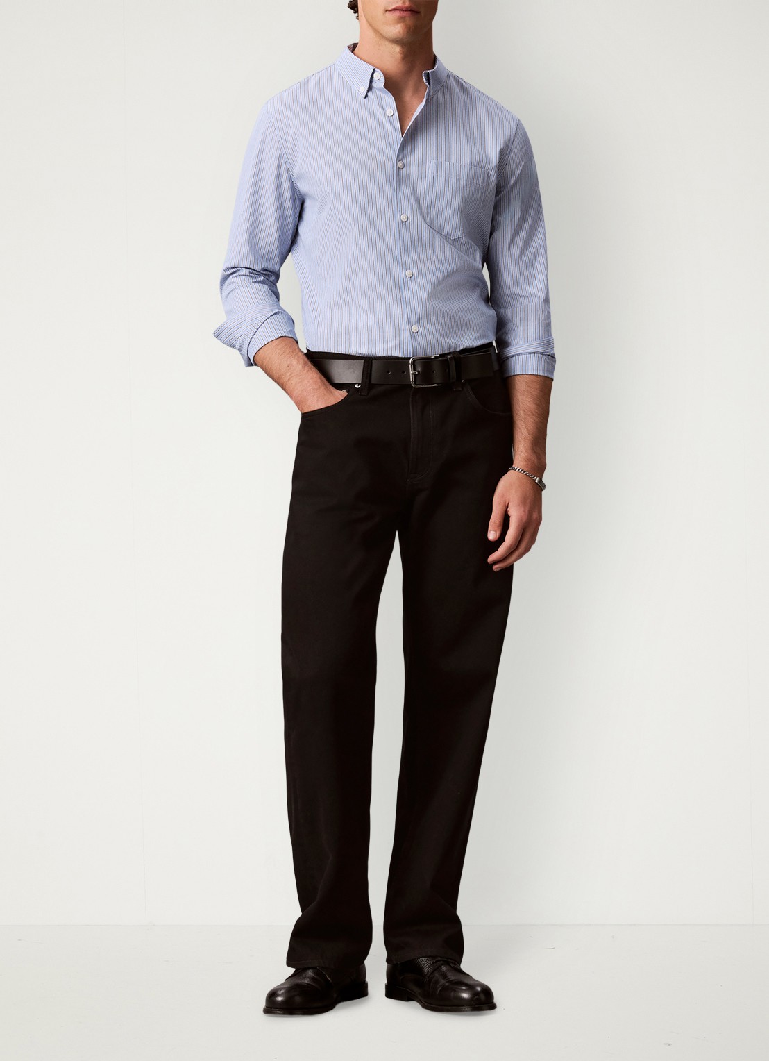 Calvin Klein Classix Oxford regular fit overhemd met logoborduring - voorkant 7 estate blue-5ma / blauw