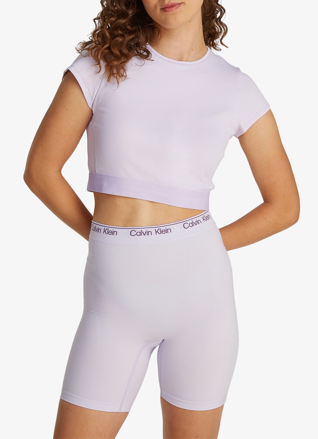 Calvin Klein Corrigerende short met logoband - detail lila
