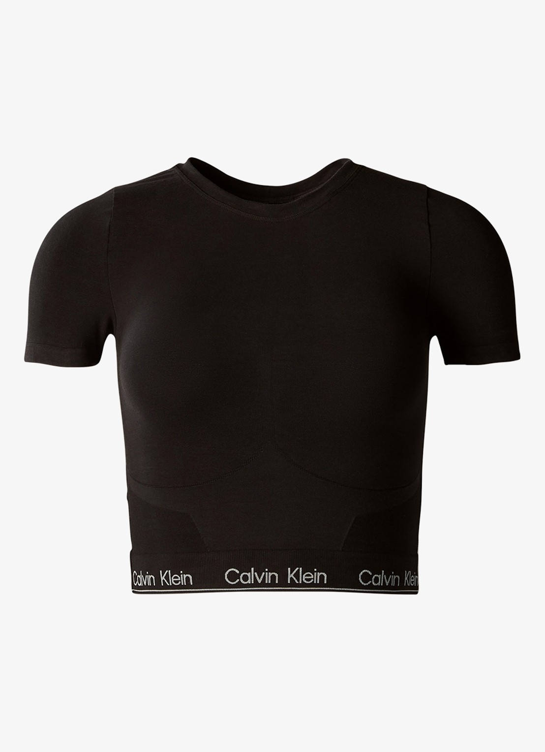 Calvin Klein Crop top met logoband - voorkant 2 zwart