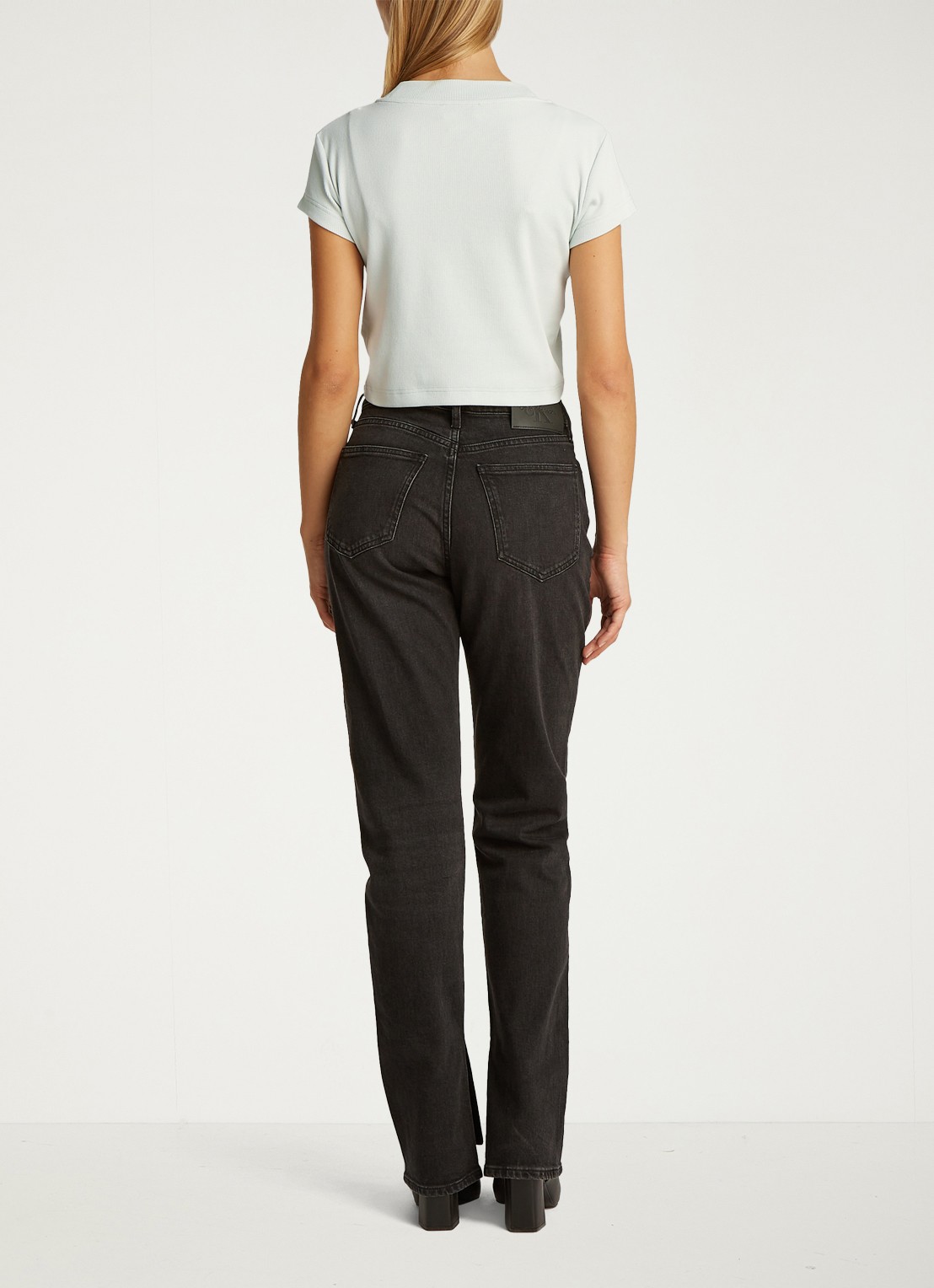 Calvin Klein Cropped T-shirt met logo - achterkant mint