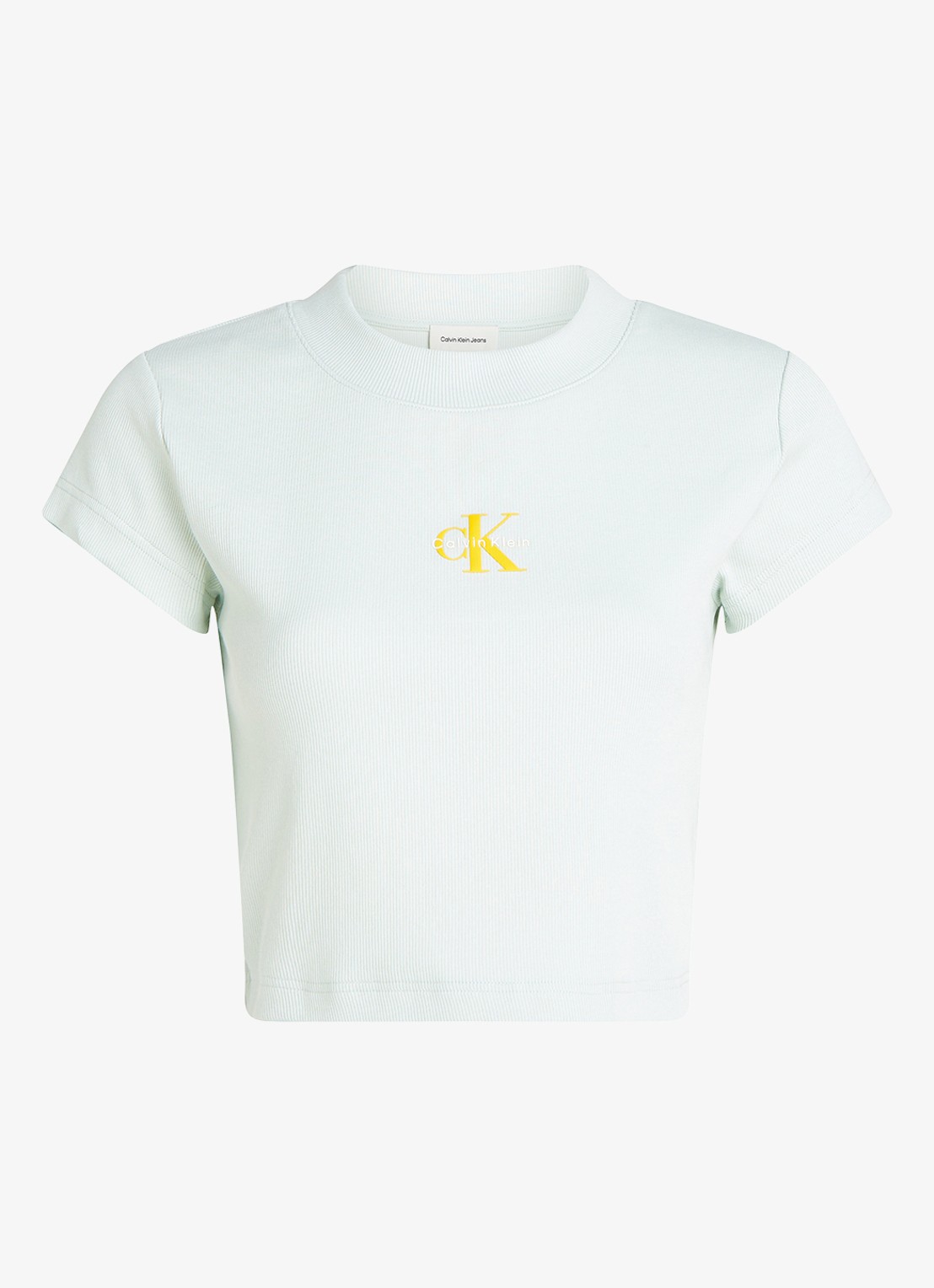 Calvin Klein Cropped T-shirt met logo - voorkant 4 mint