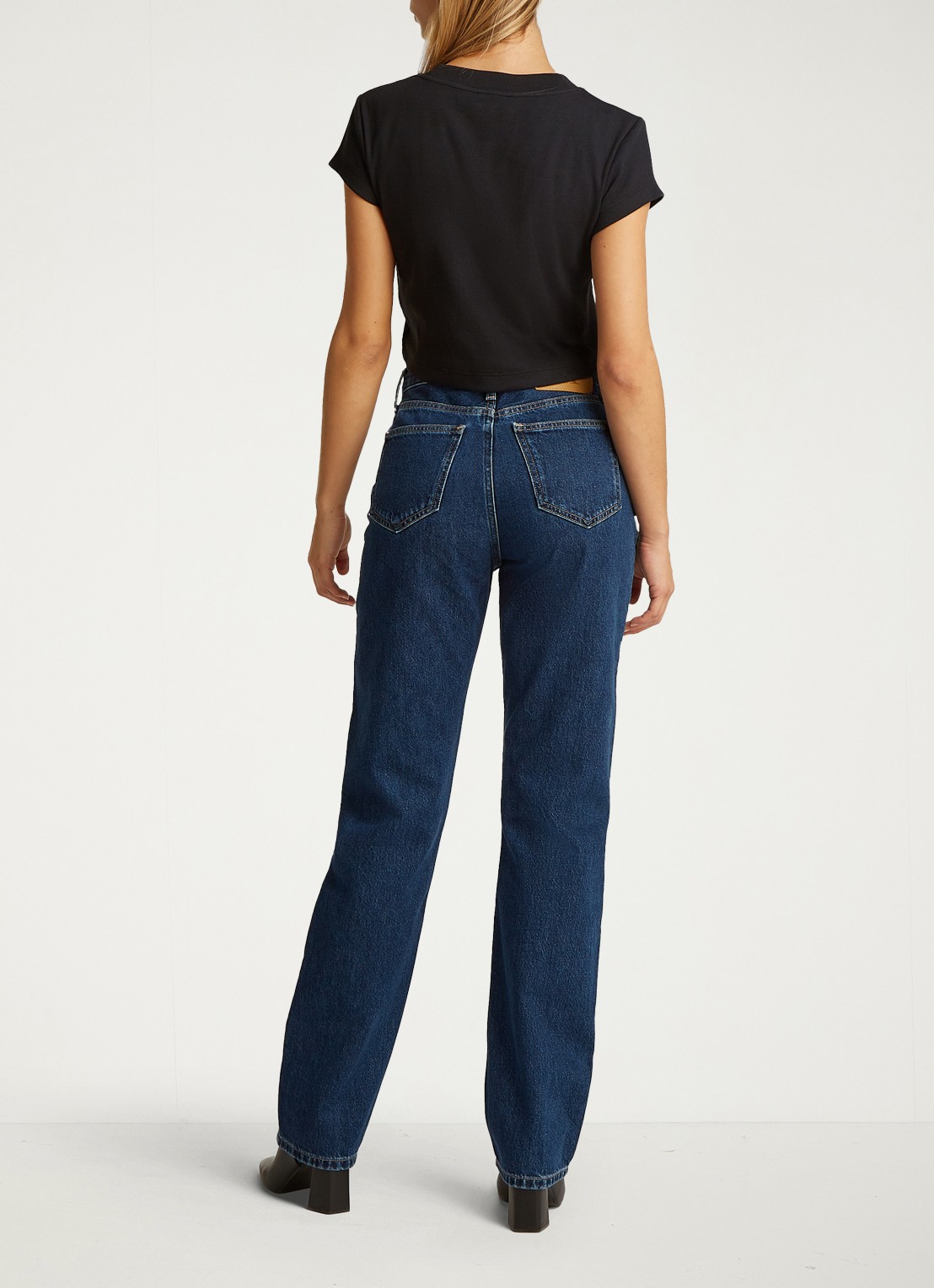 Calvin Klein Cropped T-shirt met logo - achterkant zwart