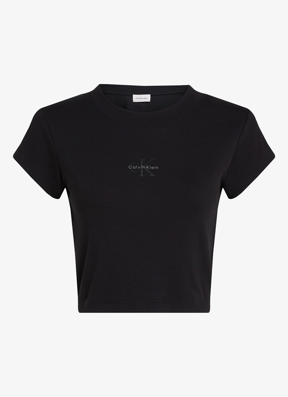 Calvin Klein Cropped T-shirt met logo - voorkant 8 zwart