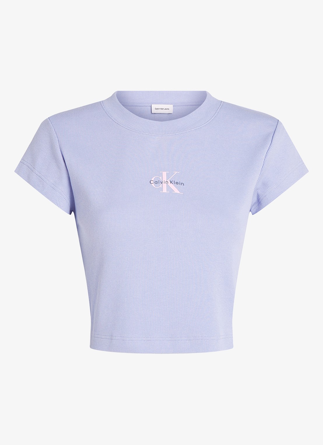Calvin Klein Cropped T-shirt met logo - voorkant lavendel