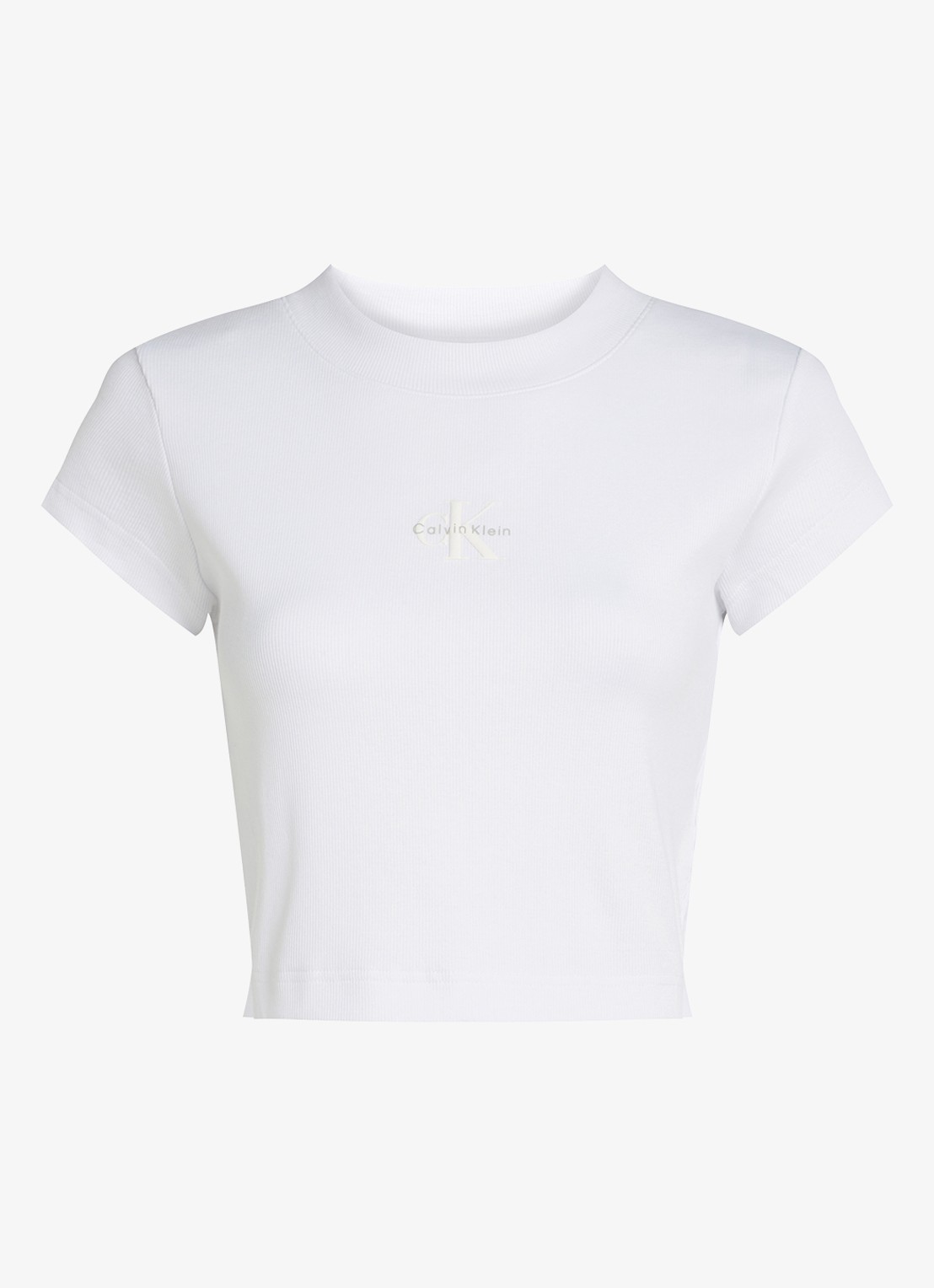 Calvin Klein Cropped T-shirt met logo - voorkant 4 wit