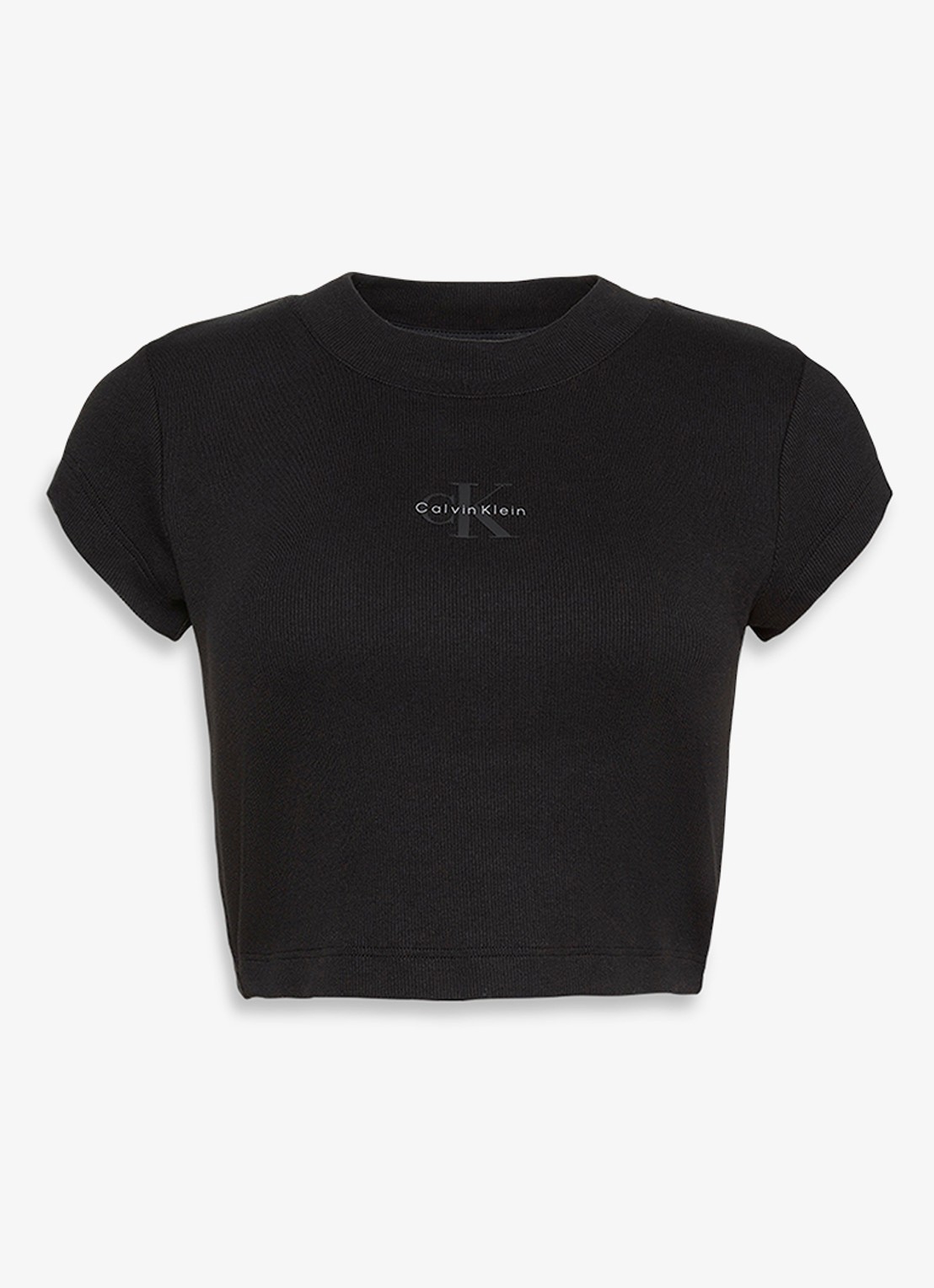 Calvin Klein Cropped T-shirt met logo - voorkant 10 zwart