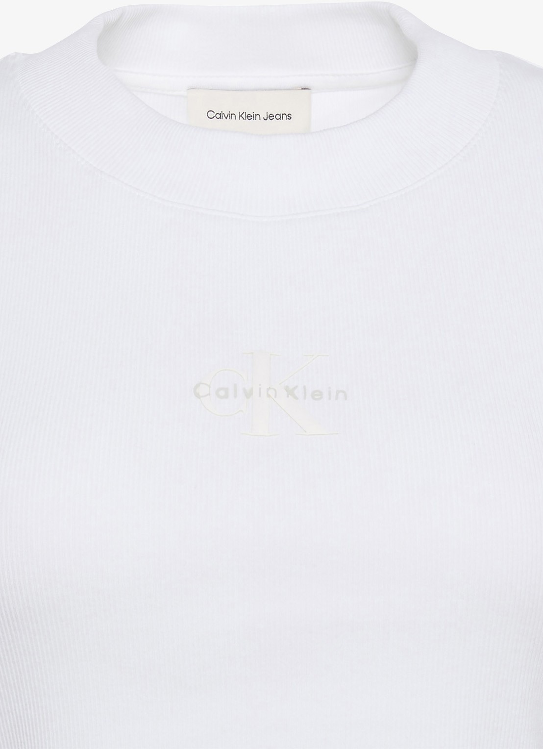 Calvin Klein Cropped T-shirt met logo - detail 8 gebroken wit