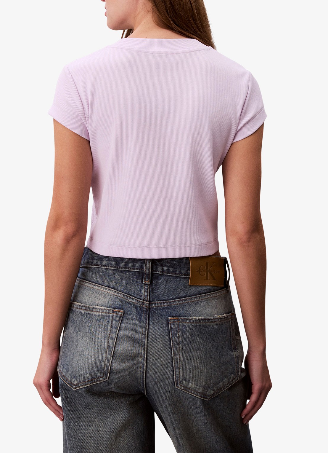 Calvin Klein Cropped T-shirt met logo - achterkant 6 island lilac-3oq / paars