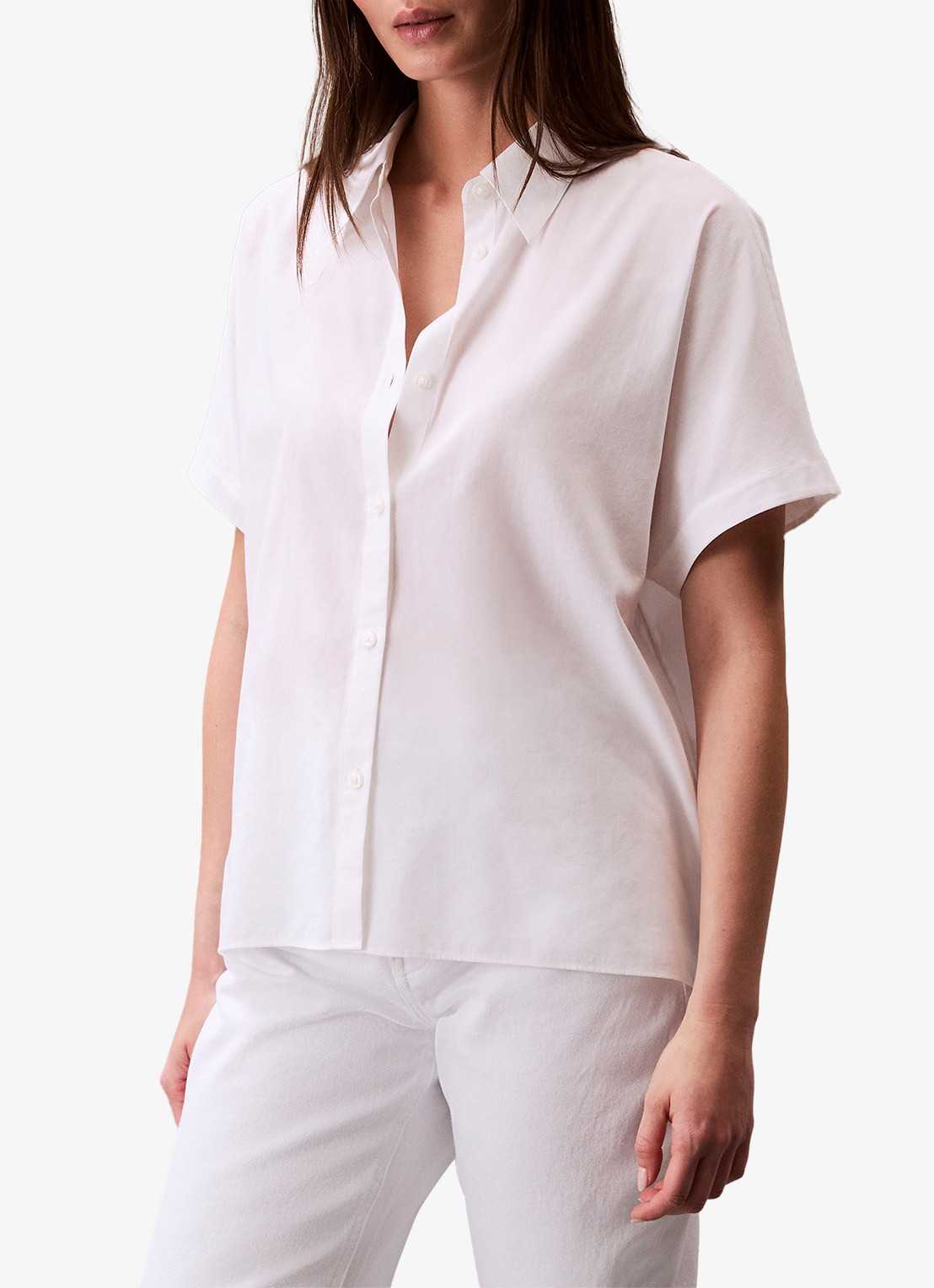 Calvin Klein Dolman blouse met vleermuismouw - detail wit