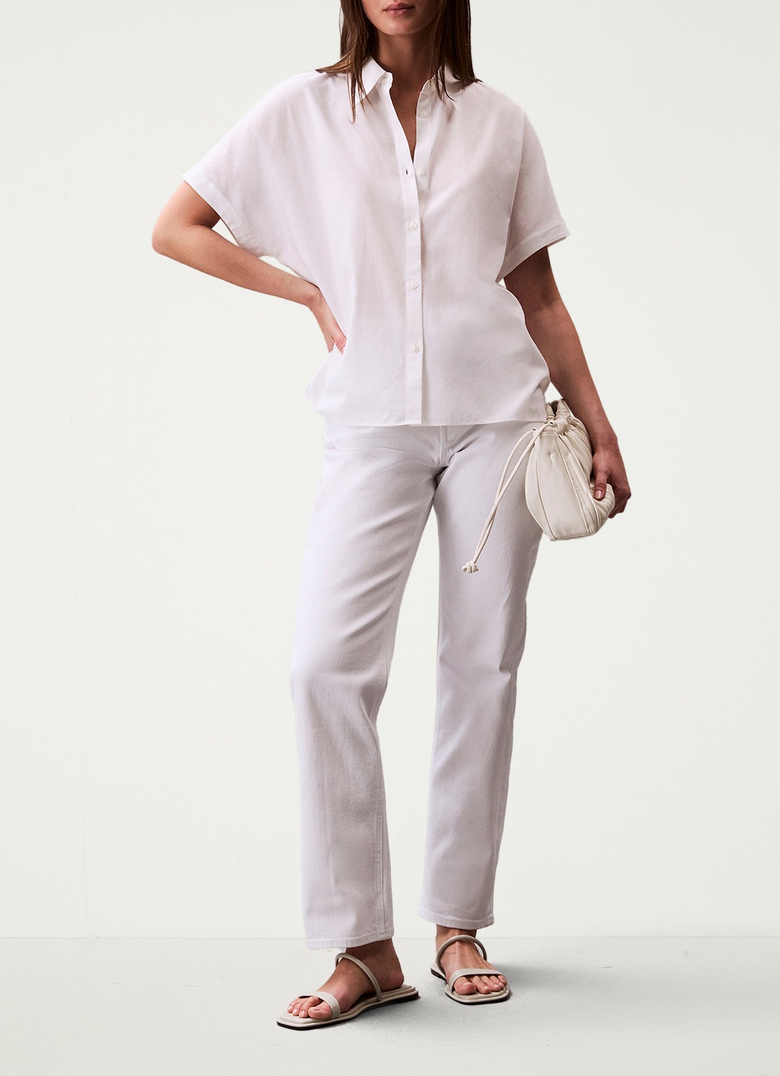 Calvin Klein Dolman blouse met vleermuismouw - voorkant 5 wit