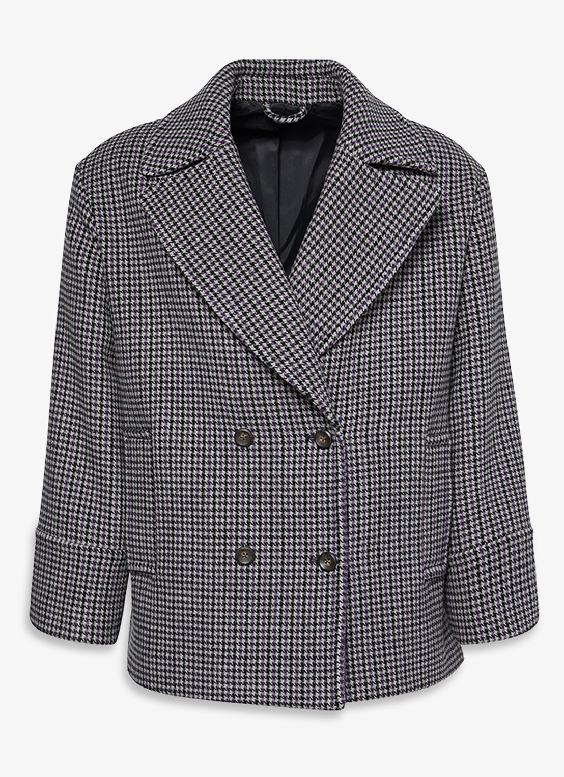 Calvin Klein Double-breasted mantel met pied-de-poule dessin - voorkant grijs
