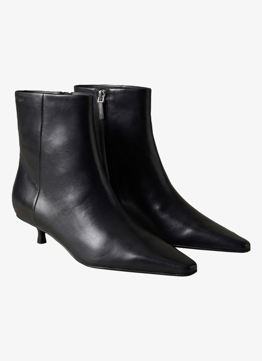 Calvin Klein Enkellaarsje van leer - detail 3 zwart