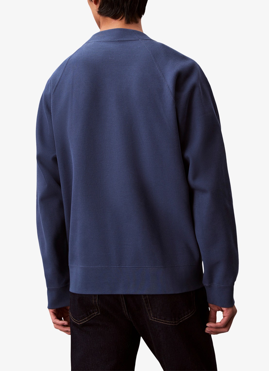 Calvin Klein Fijngebreid vest met logo - achterkant blauwgrijs