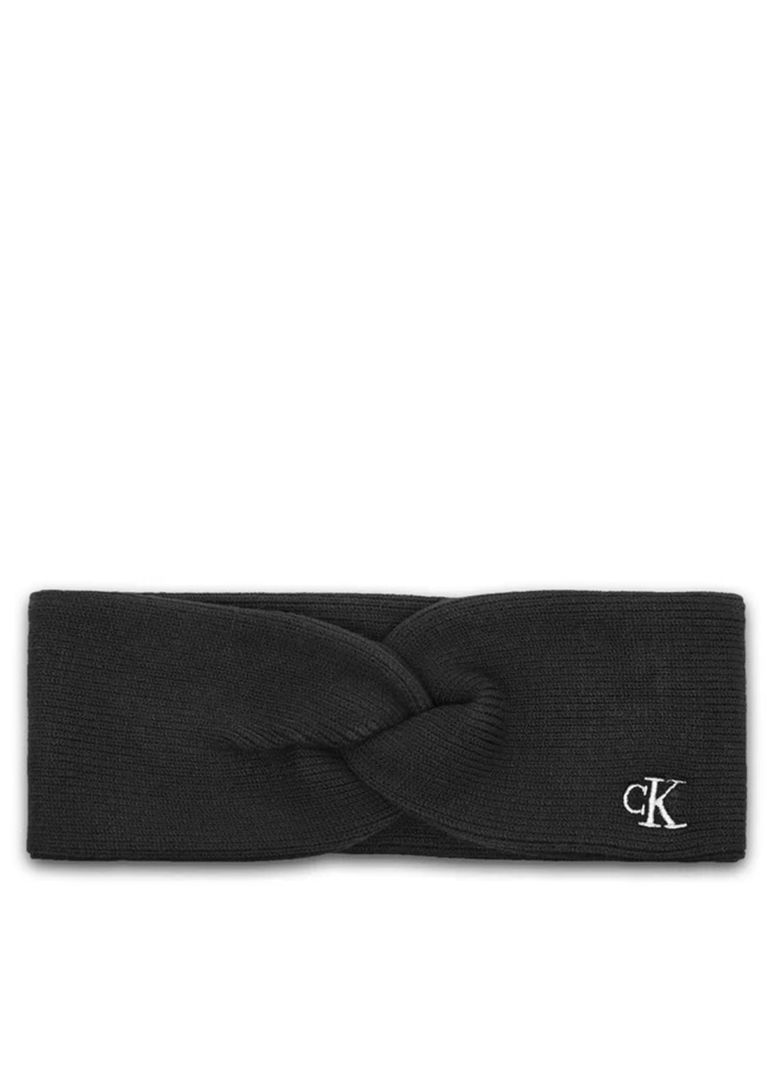 Calvin Klein Fijngebreide haarband met logo - voorkant 2 zwart