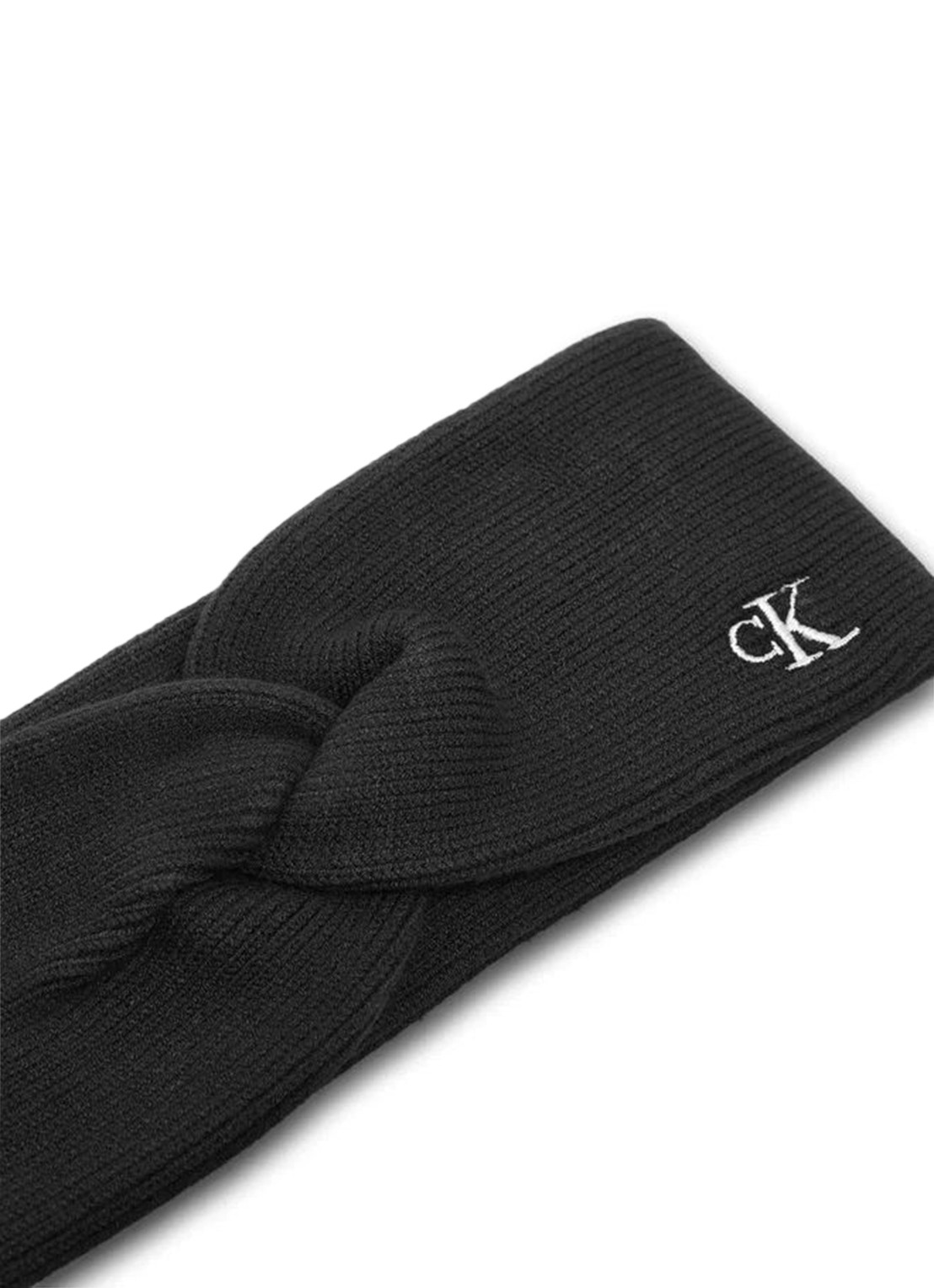 Calvin Klein Fijngebreide haarband met logo - voorkant 3 zwart
