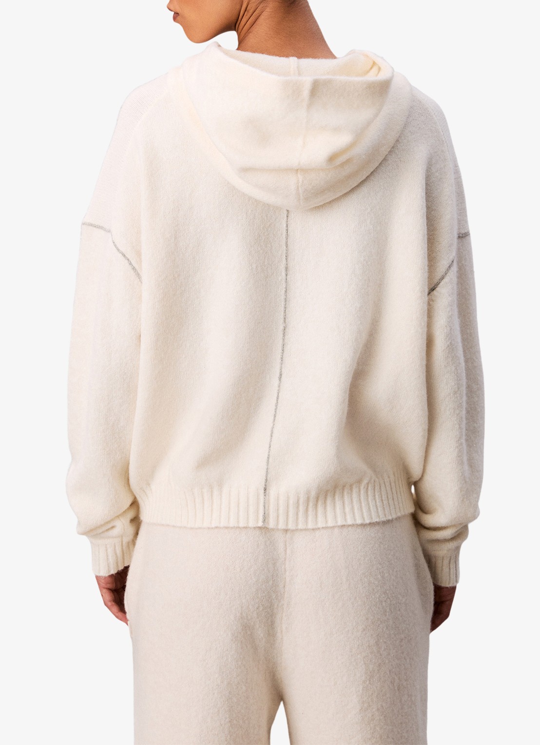 Calvin Klein Fijngebreide hoodie met lurex - achterkant ivoor