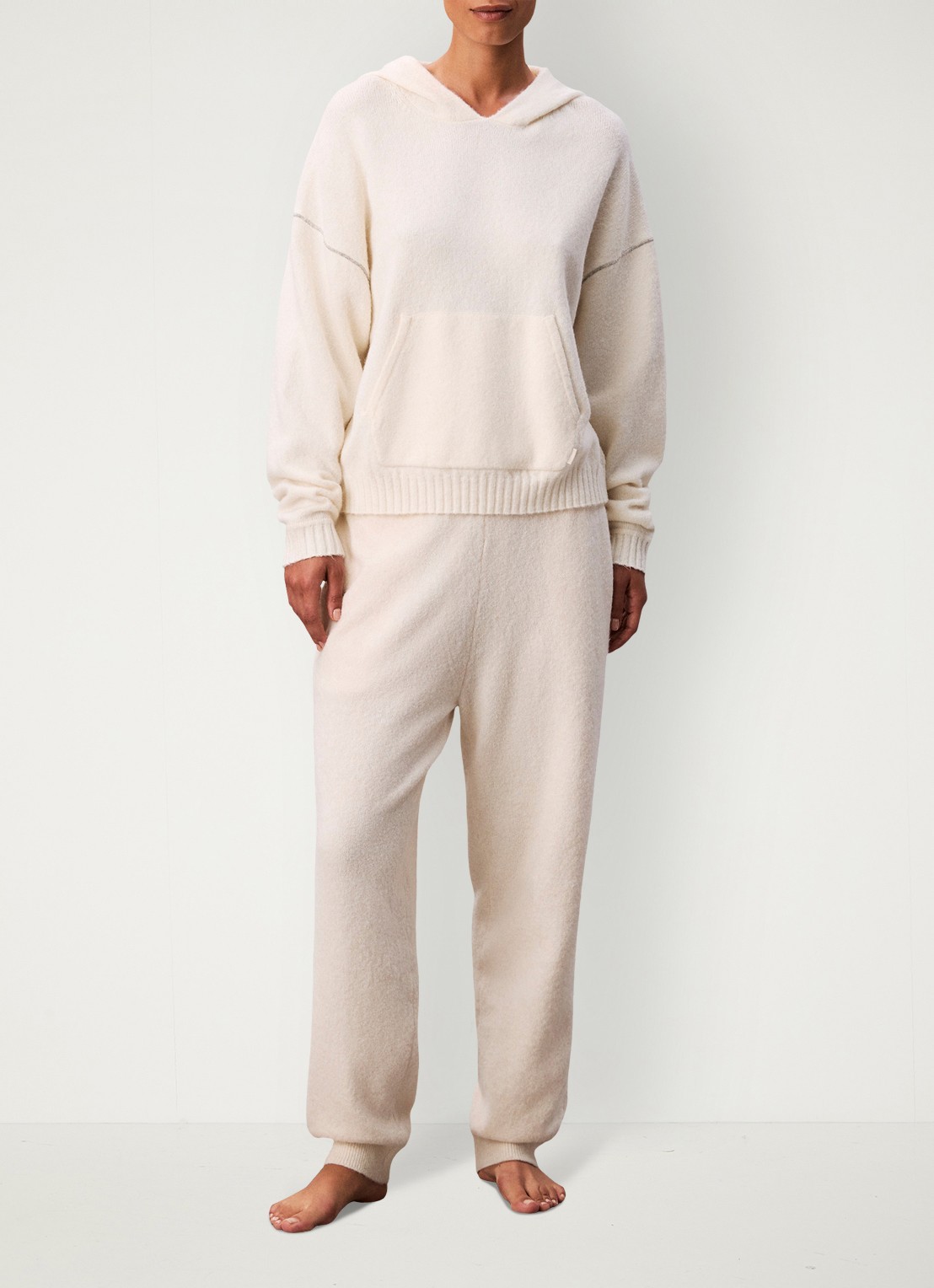 Calvin Klein Fijngebreide hoodie met lurex - voorkant 7 ivoor