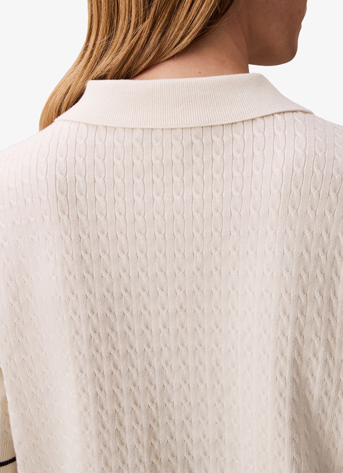 Calvin Klein Fijngebreide trui met gestreept detail - detail 4 gebroken wit