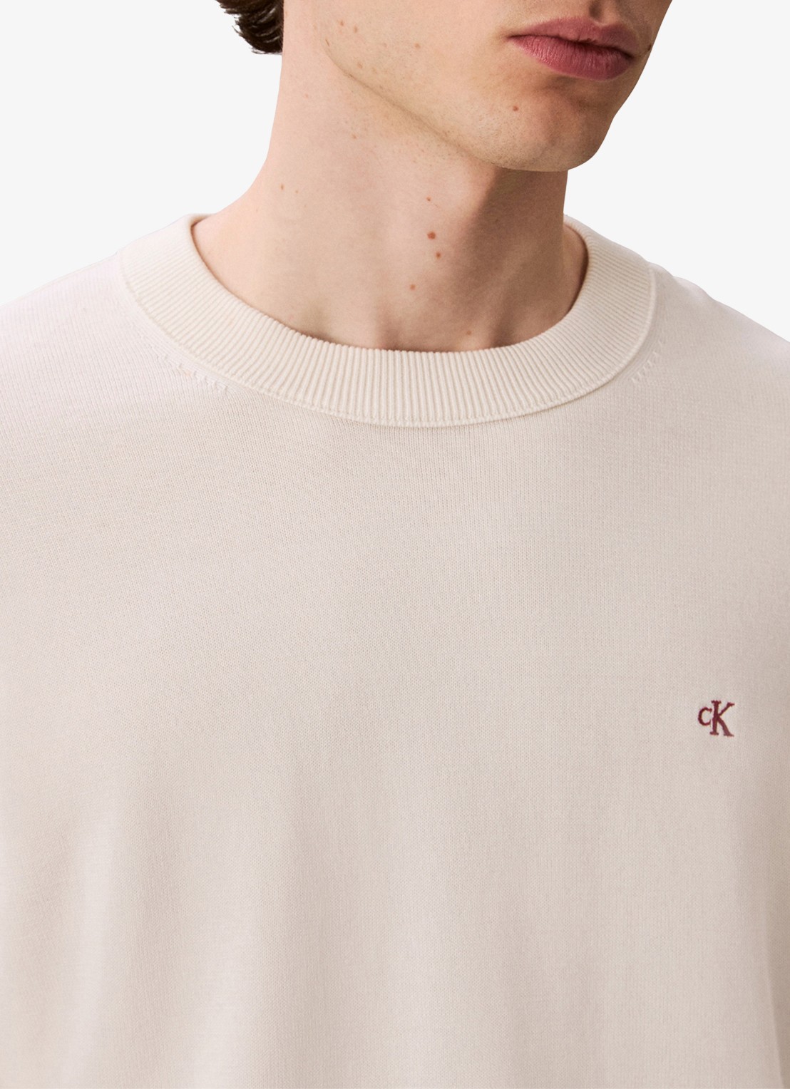 Calvin Klein Fijngebreide trui met logo - detail 4 gebroken wit