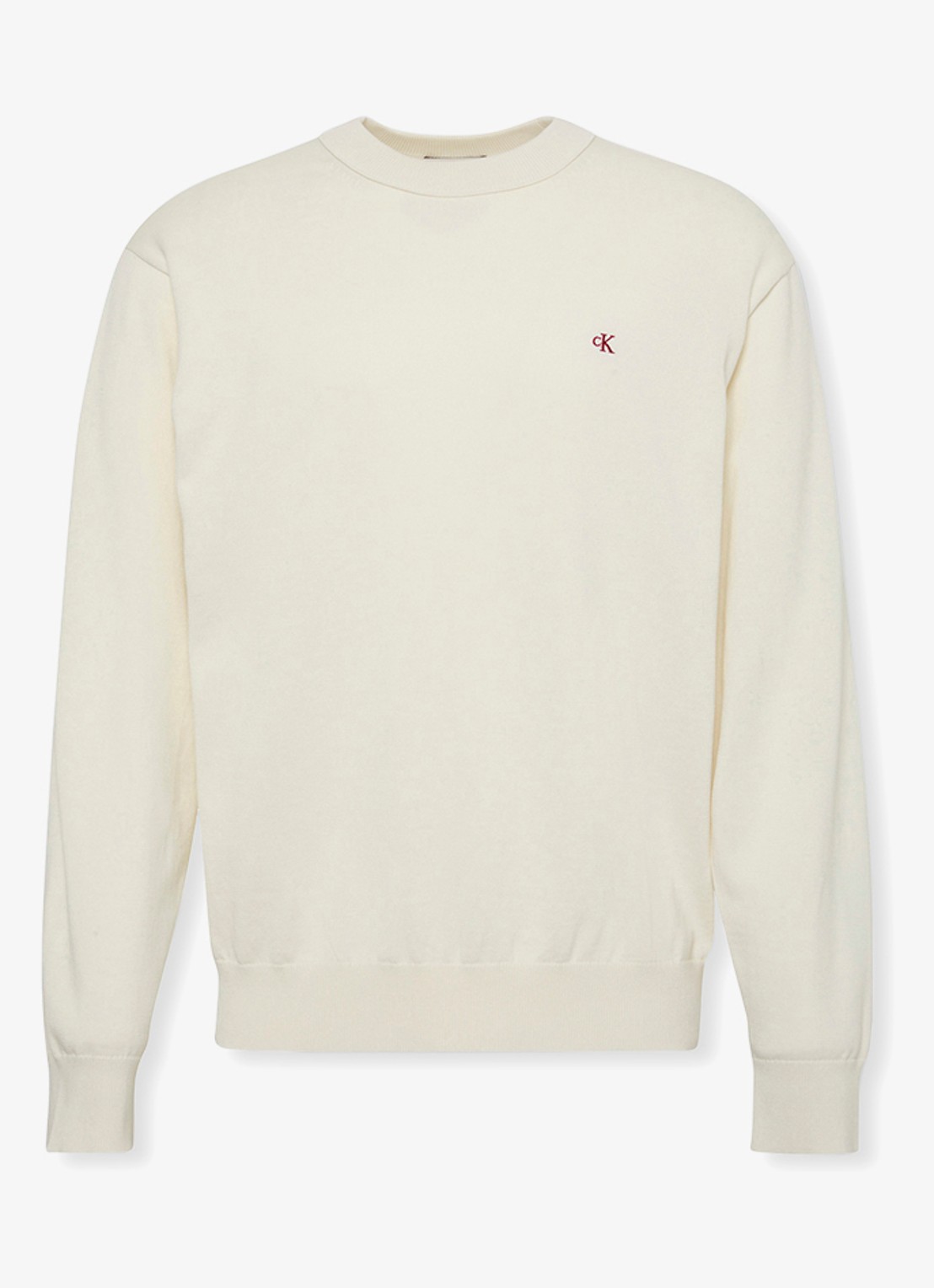 Calvin Klein Fijngebreide trui met logo - voorkant gebroken wit
