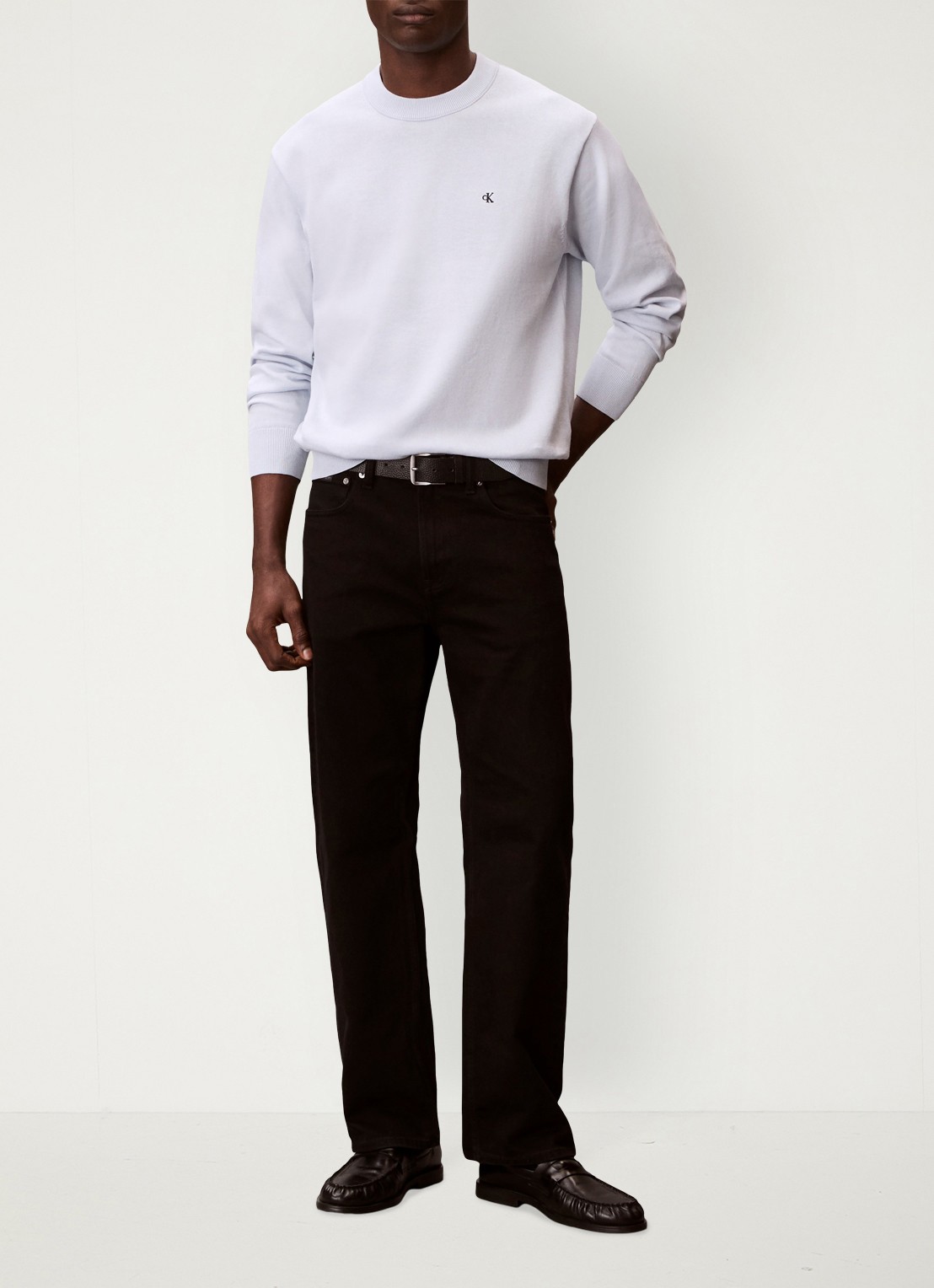 Calvin Klein Fijngebreide trui met logo - voorkant 4 lichtblauw