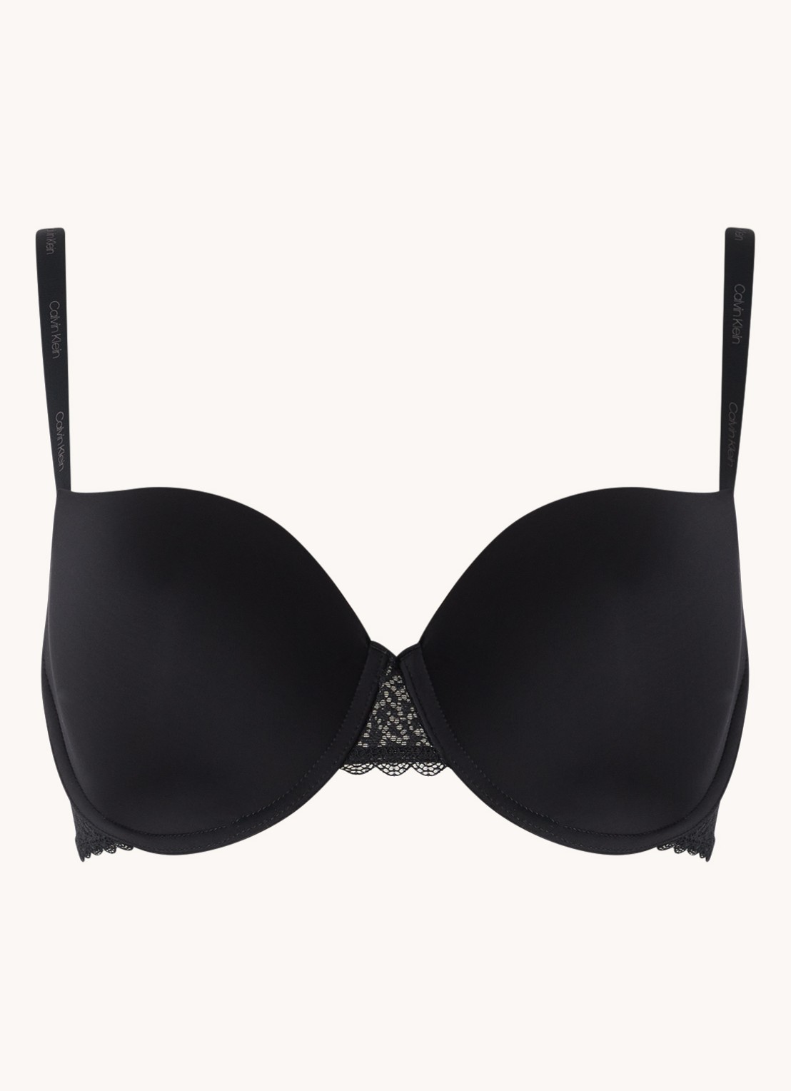 Calvin Klein Flirty voorgevormde balconette bh met kant - voorkant 3 zwart