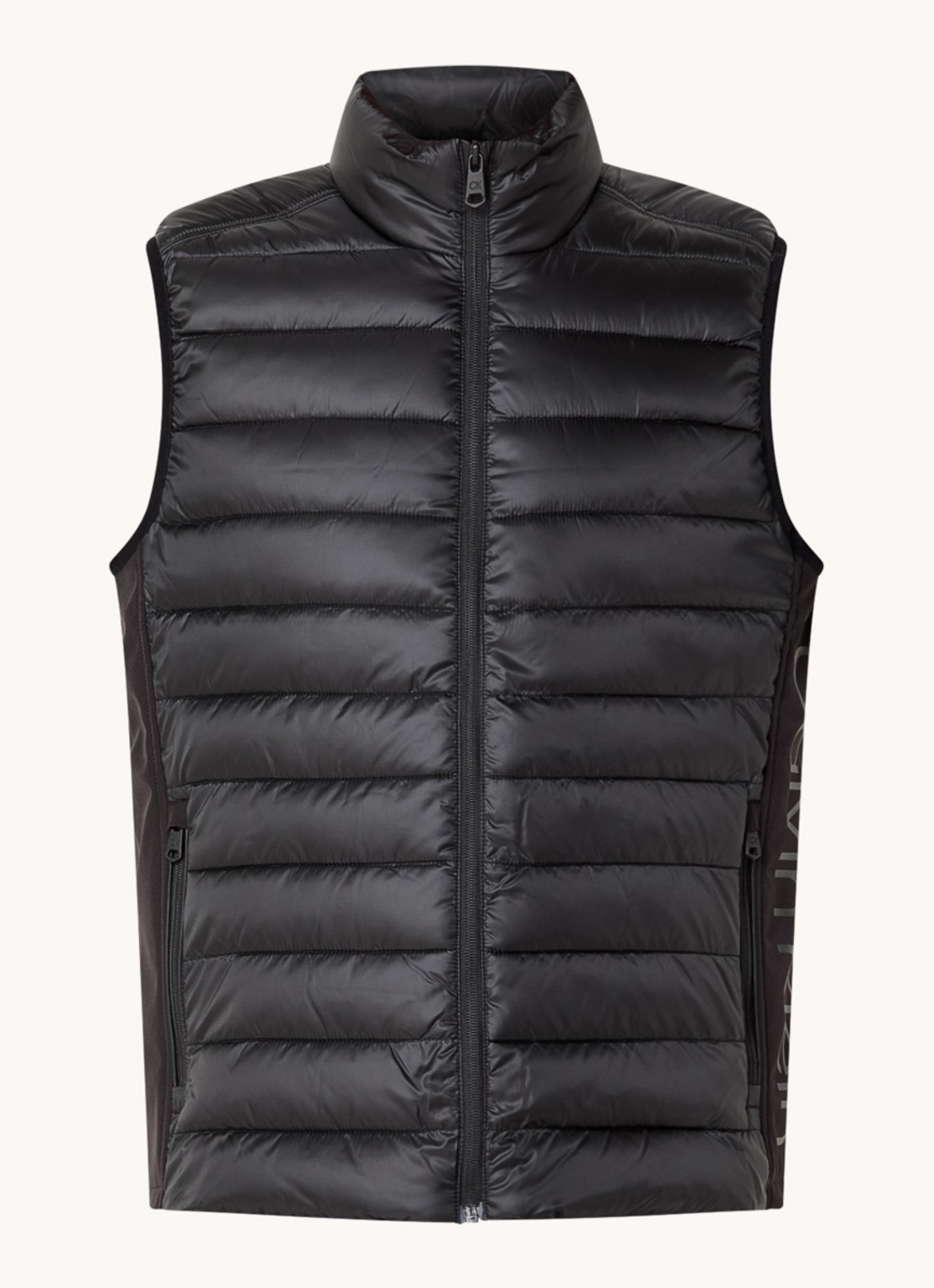 Calvin Klein Gewatteerde bodywarmer met ritszakken - voorkant 3 zwart