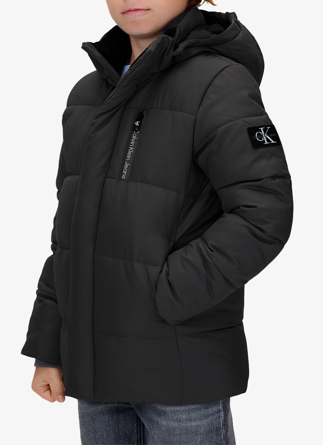 Calvin Klein Gewatteerde jas met afneembare capuchon - detail 7 zwart
