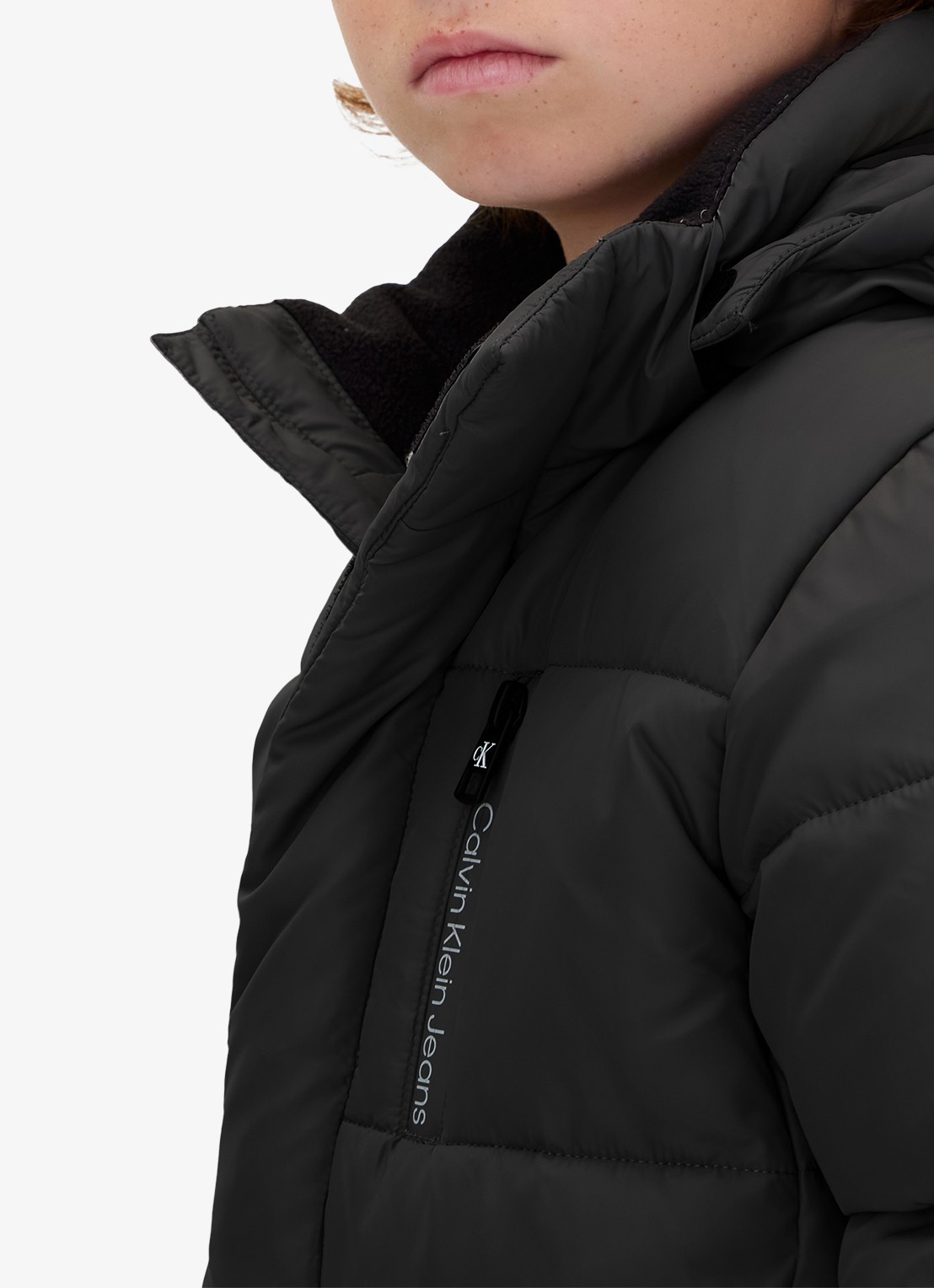 Calvin Klein Gewatteerde jas met afneembare capuchon - detail 8 zwart