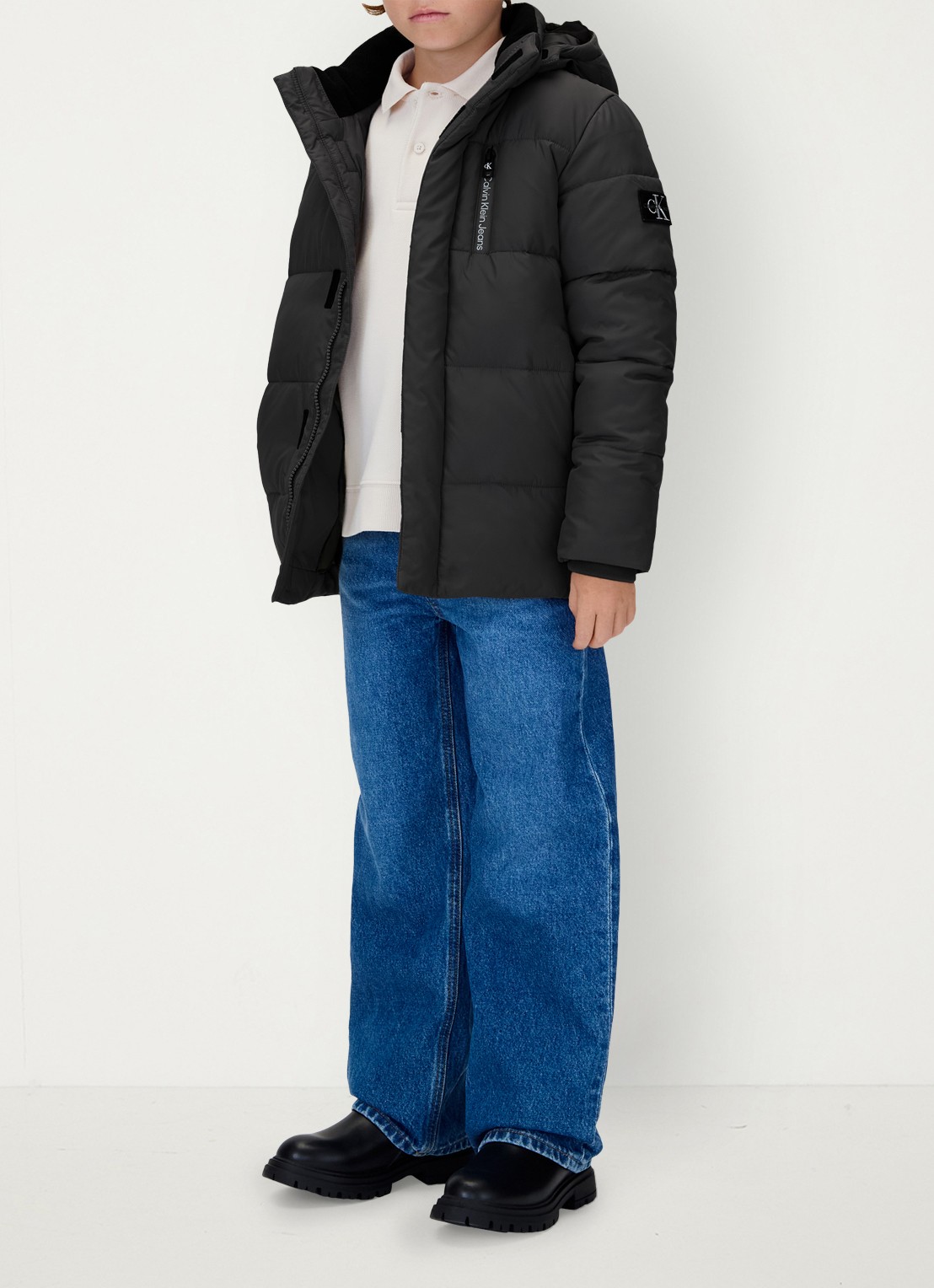 Calvin Klein Gewatteerde jas met afneembare capuchon - detail 9 zwart