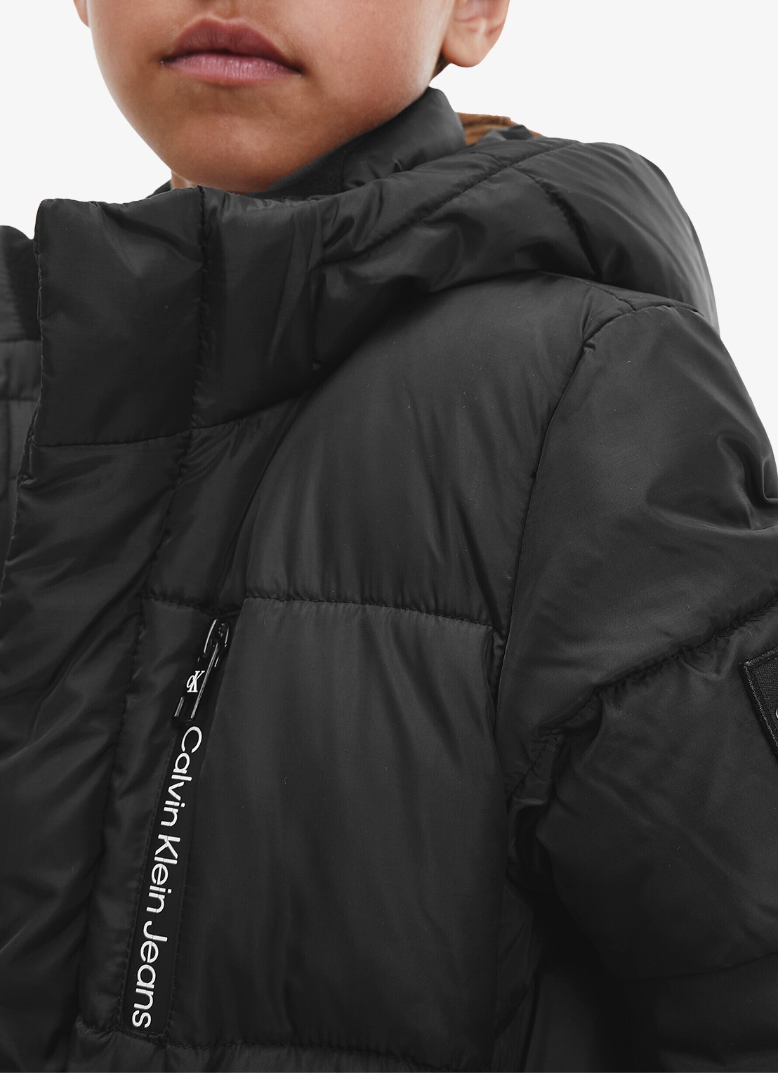 Calvin Klein Gewatteerde jas met afneembare capuchon - detail 10 zwart