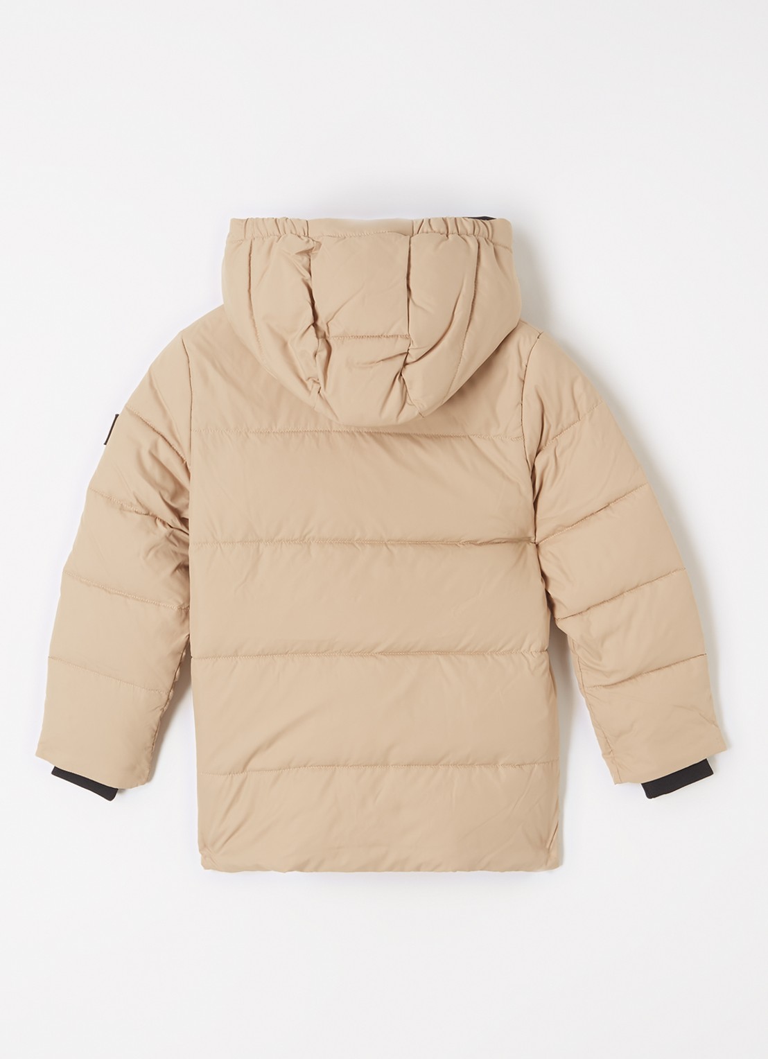 Calvin Klein Gewatteerde jas met afneembare capuchon - achterkant donkerbeige