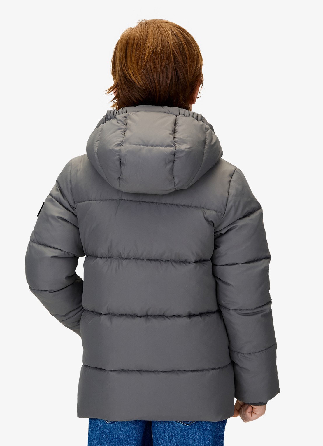 Calvin Klein Gewatteerde jas met afneembare capuchon - achterkant 6 middengrijs