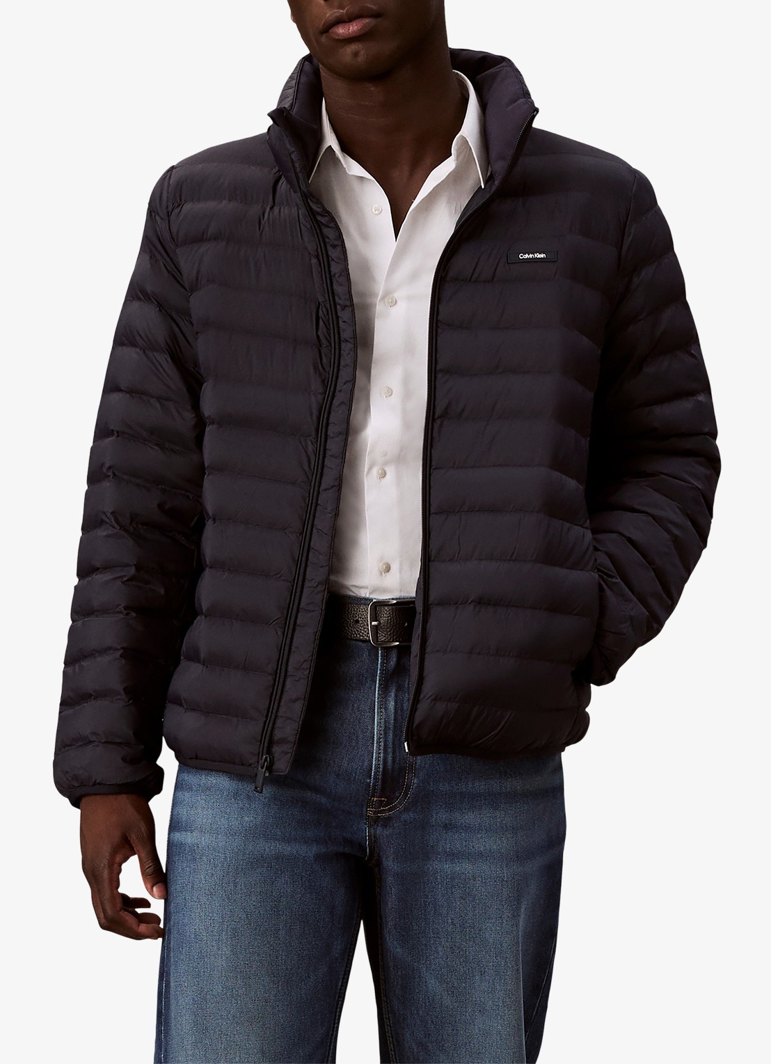 Calvin Klein Gewatteerde jas met opstaande kraag - detail 4 donkerblauw