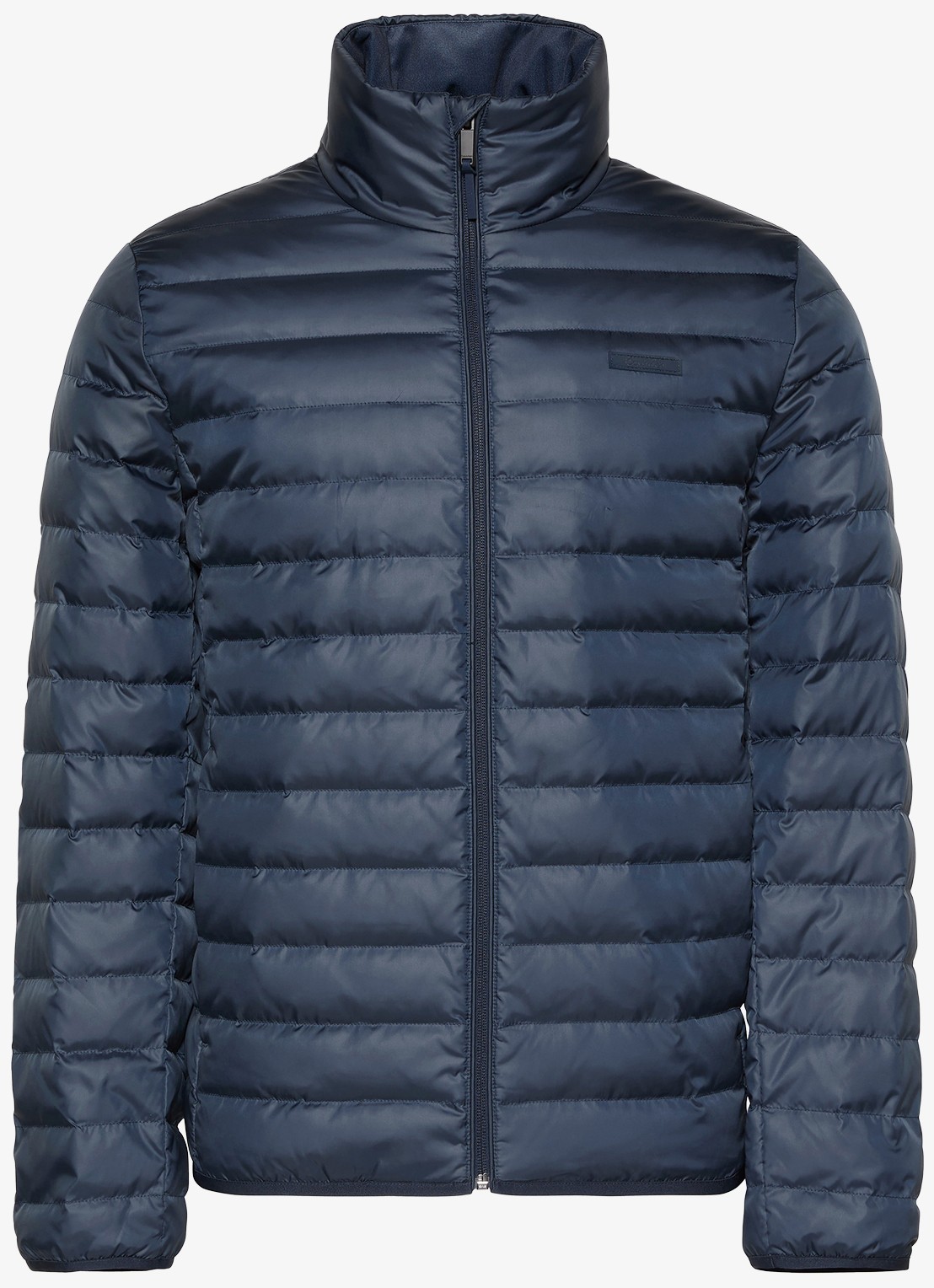 Calvin Klein Gewatteerde jas met opstaande kraag - voorkant donkerblauw