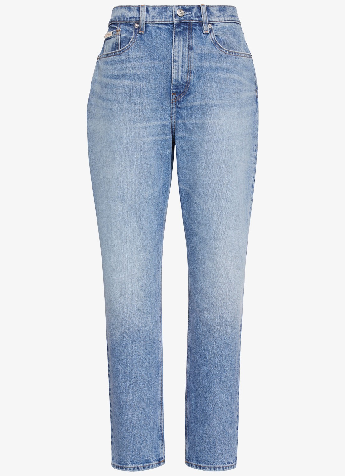 Calvin Klein High waist cropped mom jeans met medium wassing - voorkant donkerblauw