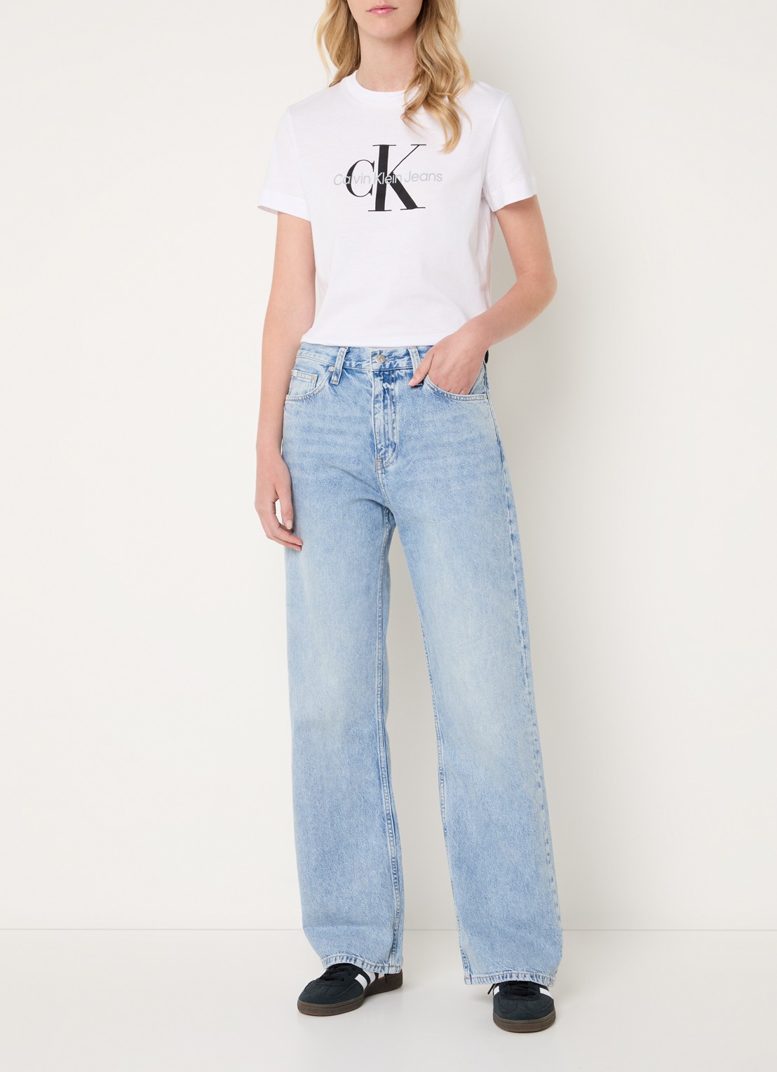Calvin Klein High waist flared jeans met medium wassing - voorkant 3 indigo
