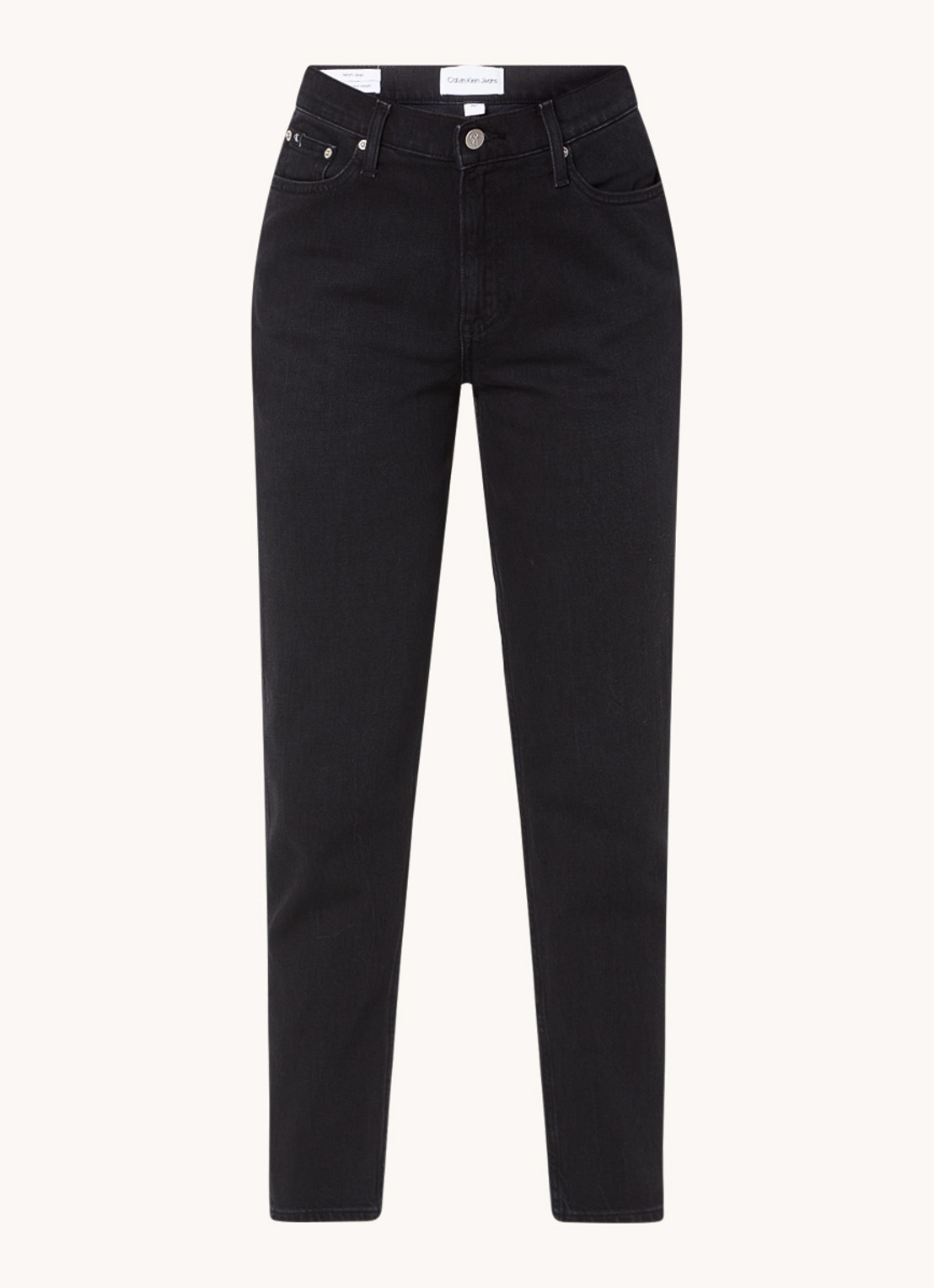 Calvin Klein High waist mom jeans met gekleurde wassing - voorkant zwart