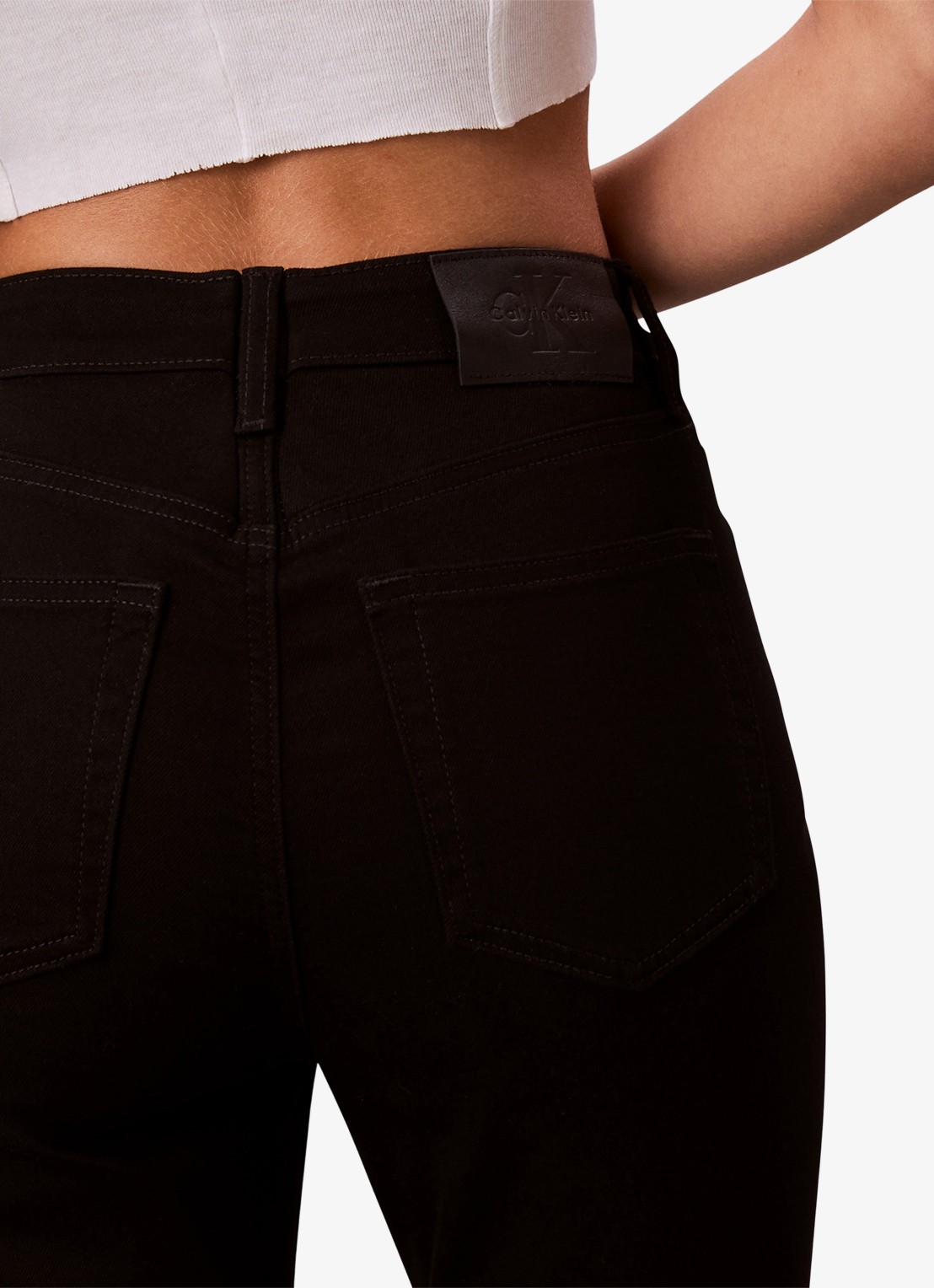 Calvin Klein High waist skinny jeans met gekleurde wassing - detail 6 zwart