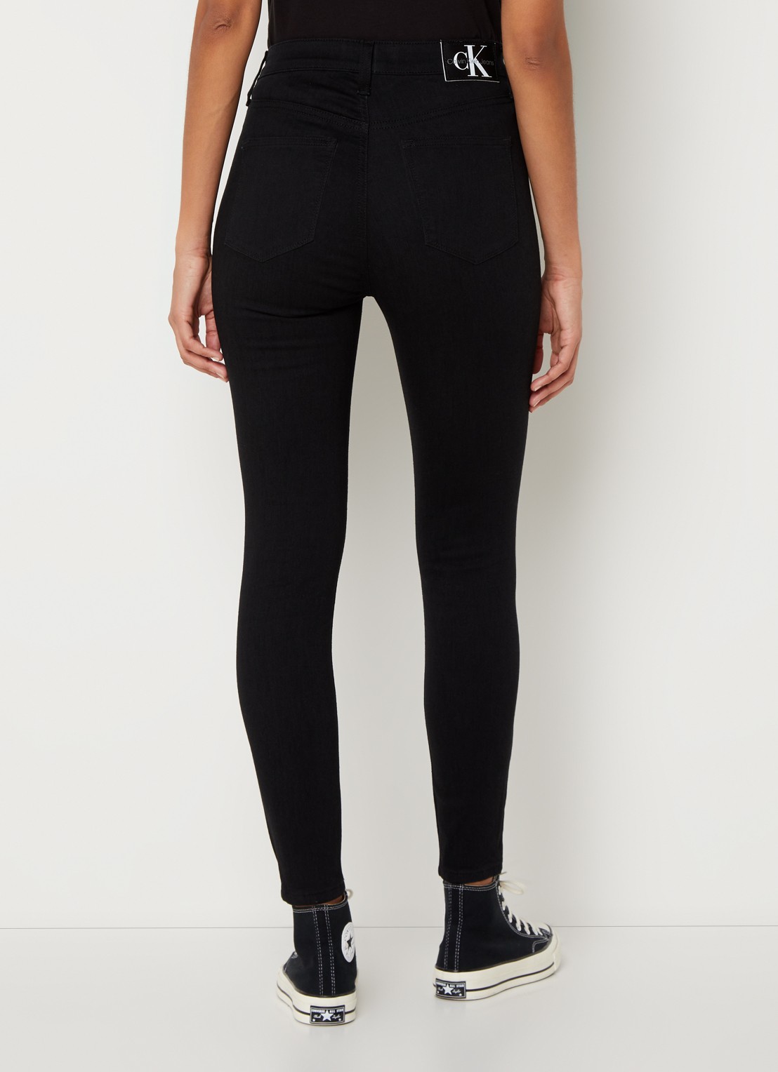 Calvin Klein High waist skinny  jeans met gekleurde wassing - achterkant zwart