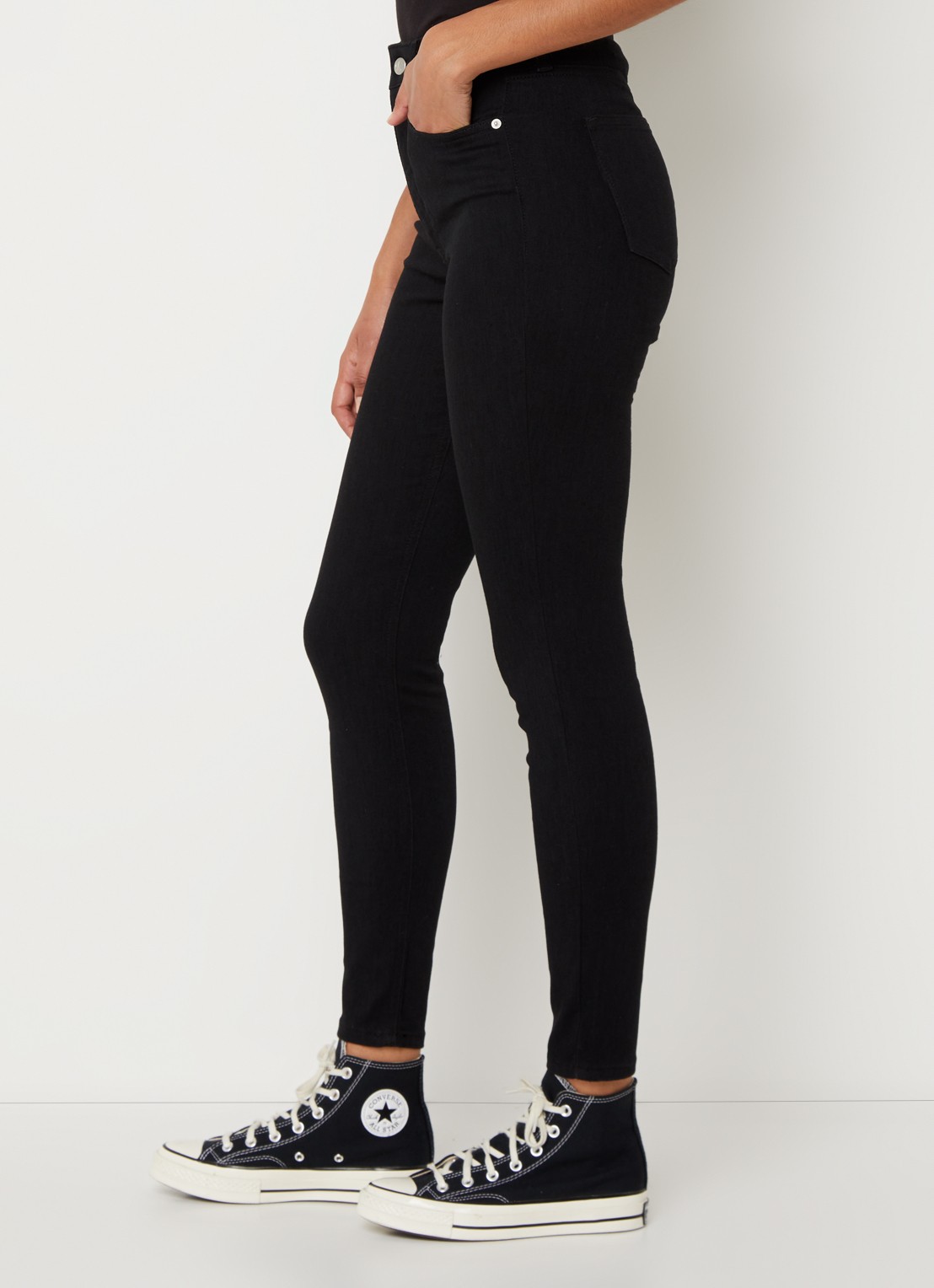 Calvin Klein High waist skinny  jeans met gekleurde wassing - detail 5 zwart