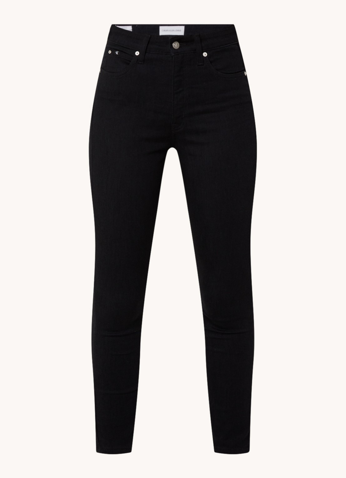 Calvin Klein High waist skinny  jeans met gekleurde wassing - voorkant 2 zwart