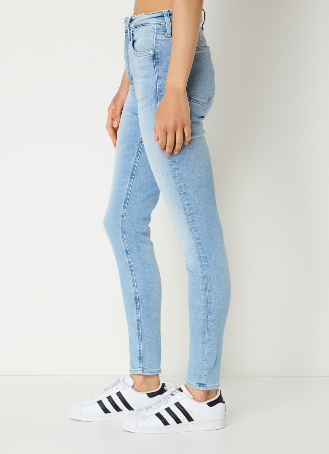 Calvin Klein High waist skinny jeans met lichte wassing - detail 4 indigo
