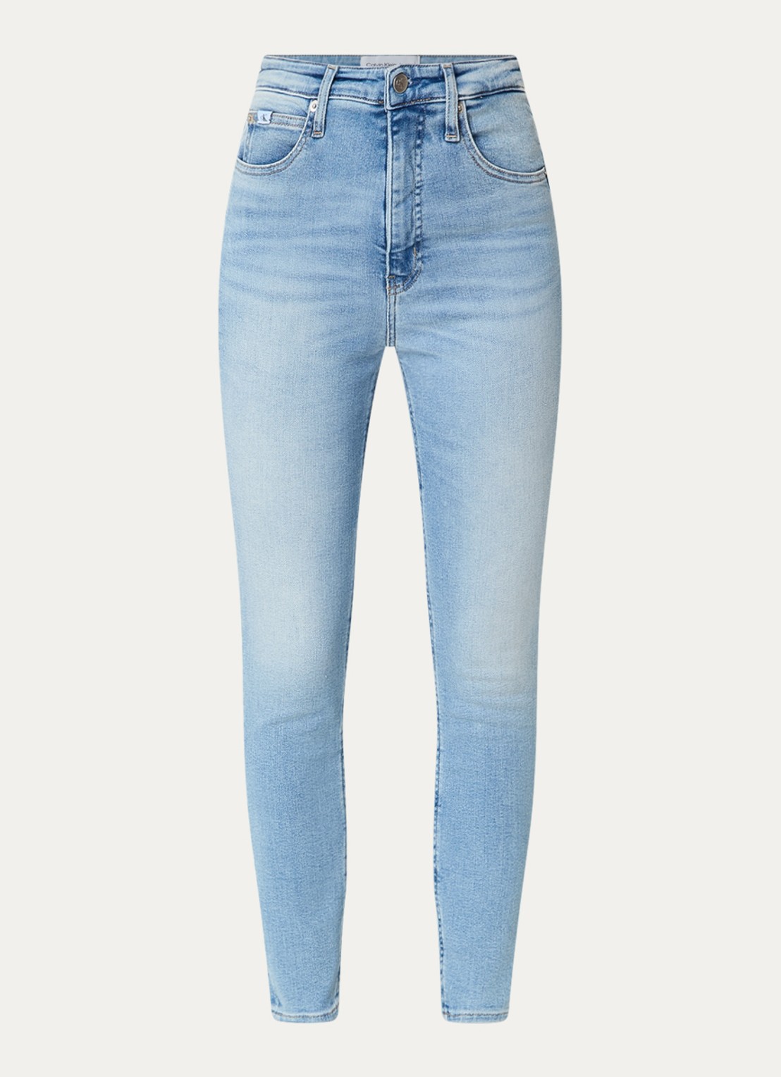 Calvin Klein High waist skinny jeans met lichte wassing - voorkant indigo