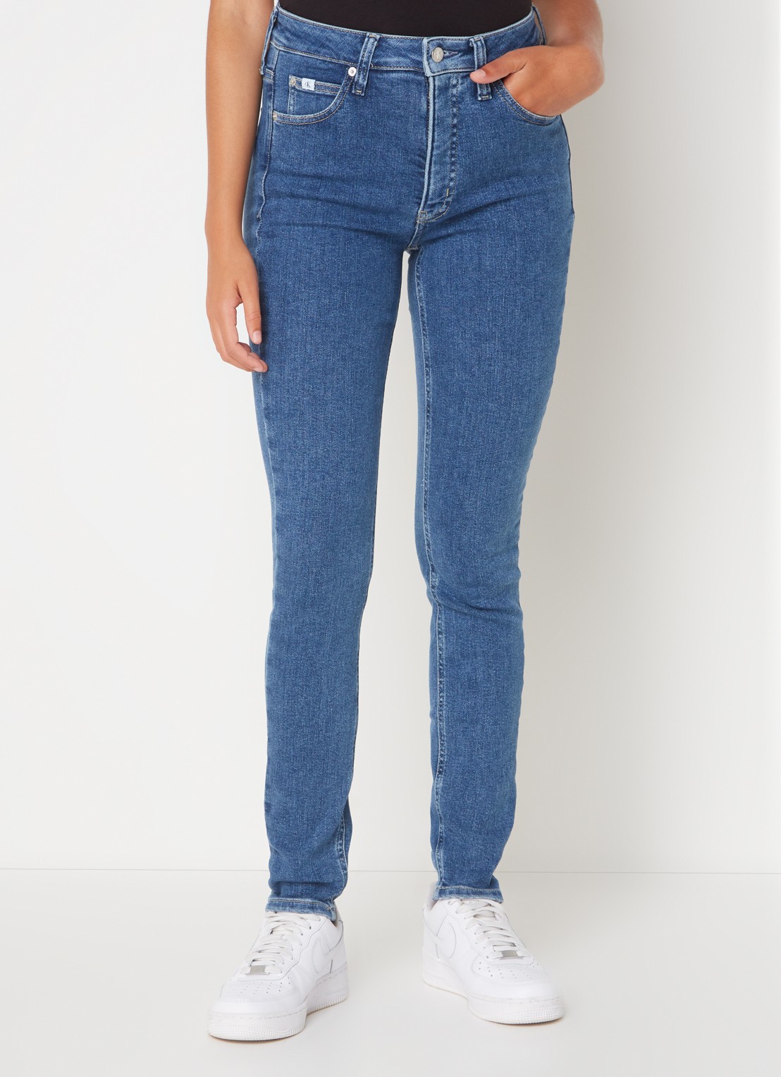 Calvin Klein High waist skinny jeans met medium wassing  - detail denim