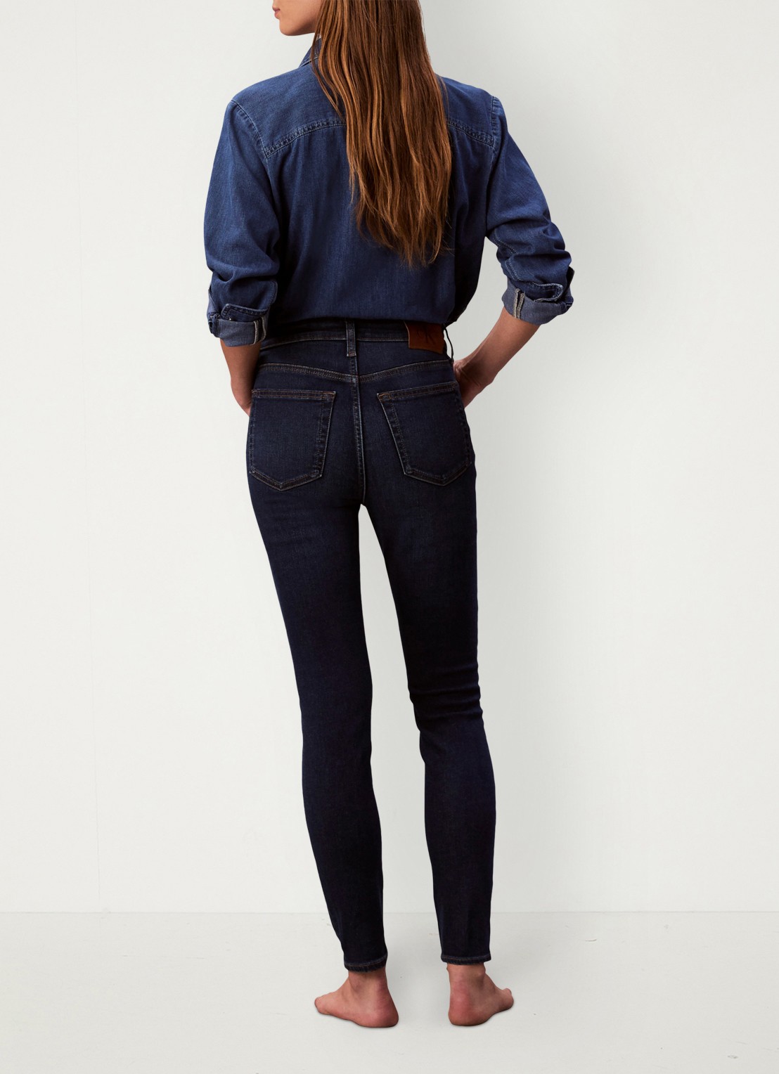 Calvin Klein High waist skinny jeans met steekzakken - achterkant denim