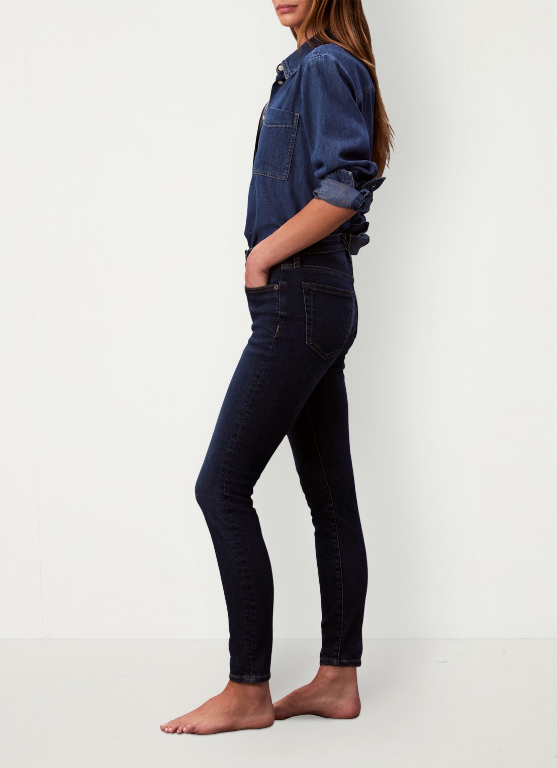 Calvin Klein High waist skinny jeans met steekzakken - detail 4 denim