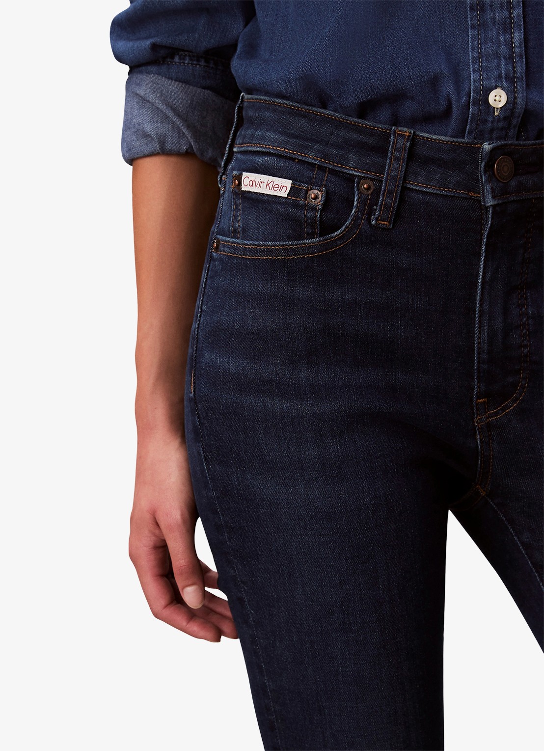 Calvin Klein High waist skinny jeans met steekzakken - detail 5 denim