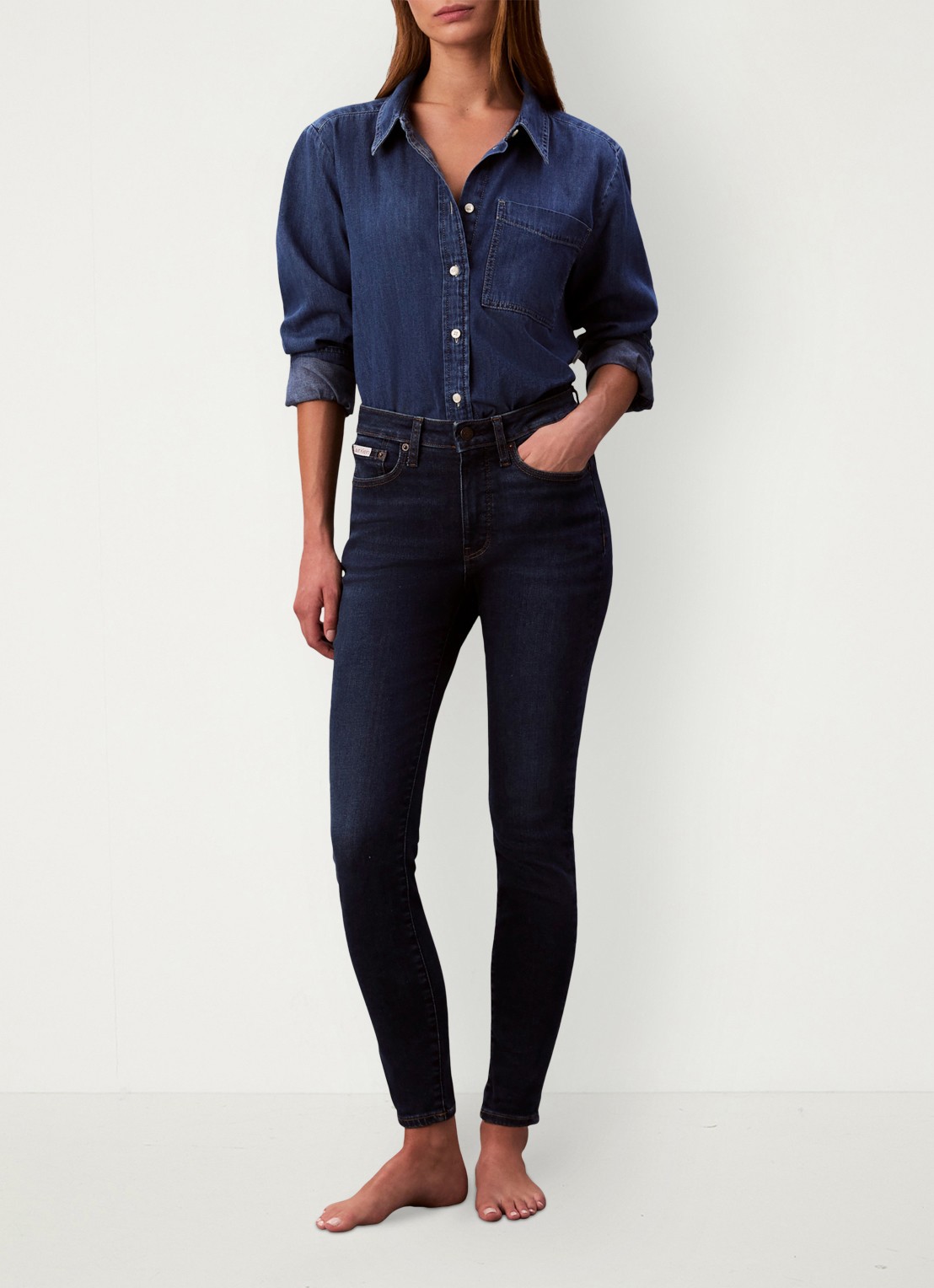 Calvin Klein High waist skinny jeans met steekzakken - voorkant 3 denim