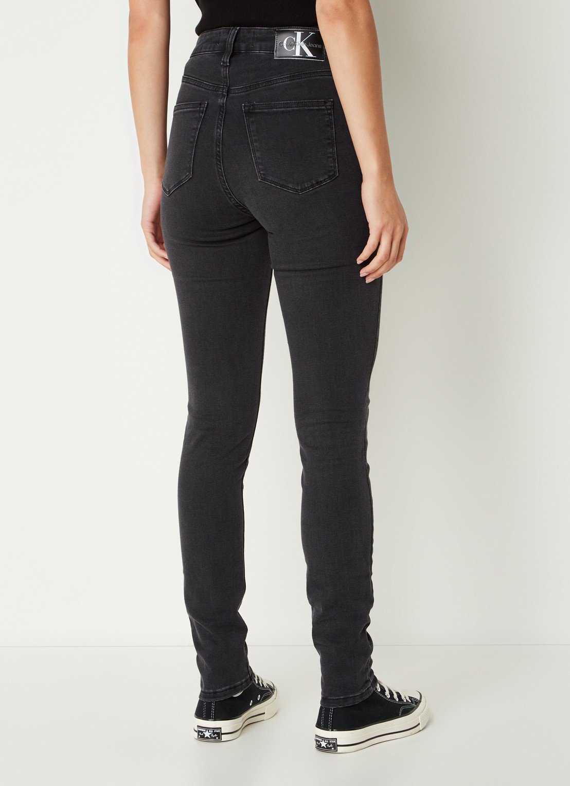 Calvin Klein High waist skinny jeans met stretch  - achterkant 3 diepzwart